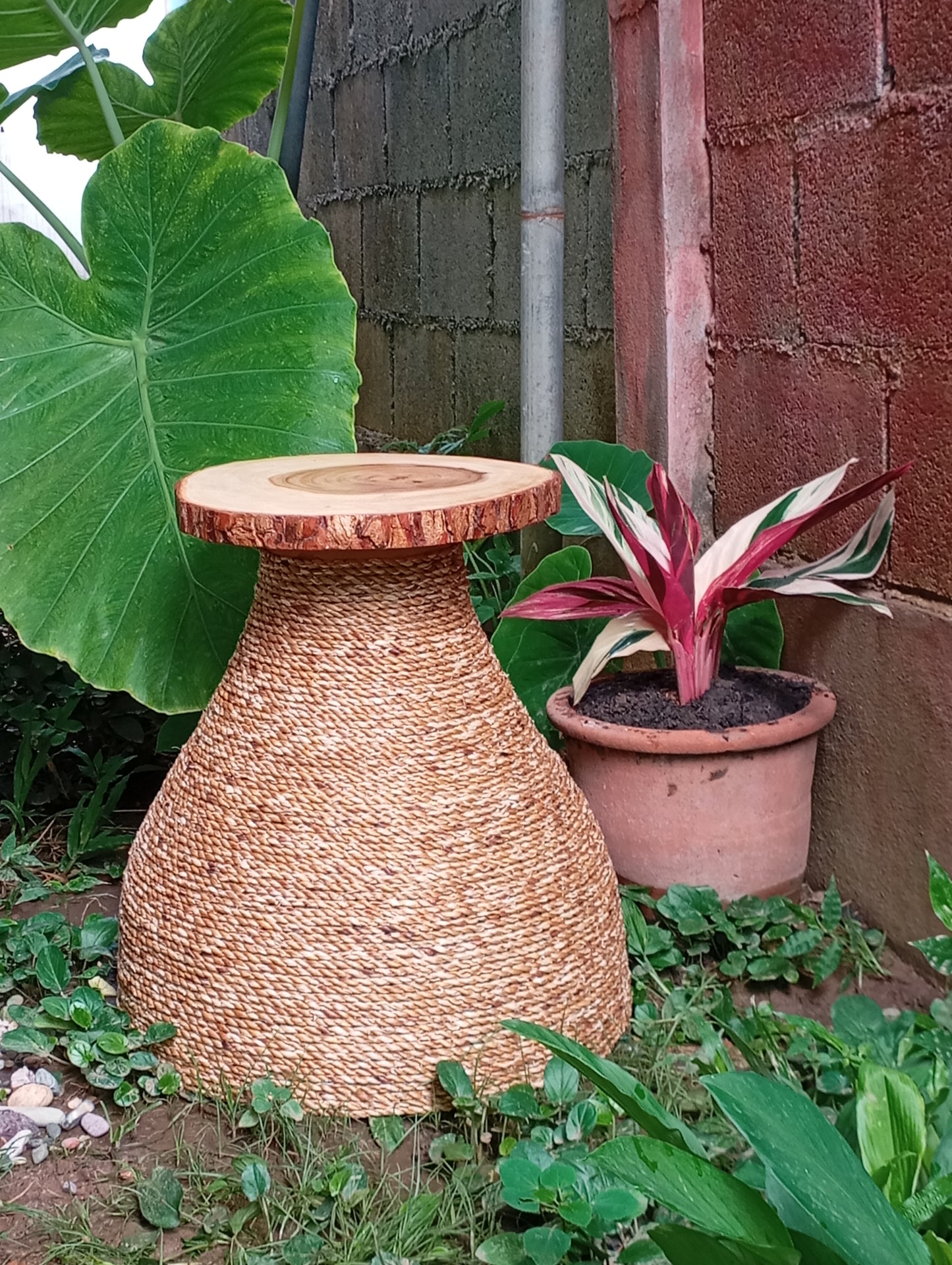 Coffee Table Made of Bamboo Rattan with Wooden Top โต๊ะกาแฟดีไซน์ไม่ซ้ำใคร – ไม้ไผ่ ไม้