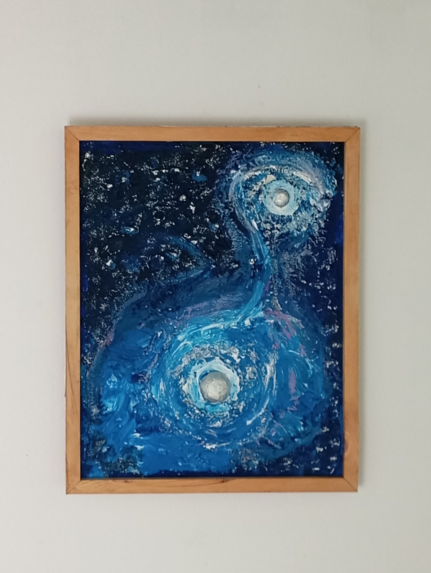 Painting Art Panel Picture "Two Stars" จิตรกรรม "ดาวสองดวง" แผงเพ้นท์ด้วยมือ