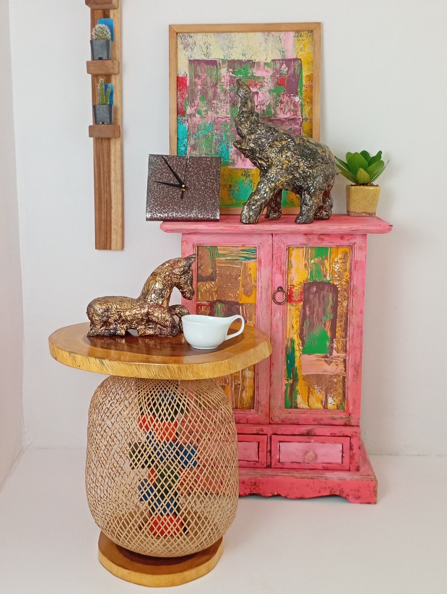 Wooden Drawer Cabinet "Another Space" Art Cabinet, Vintage Style Cabinet ตู้ ลิ้นชัก ไม้ "พื้นที่อื่น" ตู้ศิลปะ สไตล์วินเทจ ตู้
