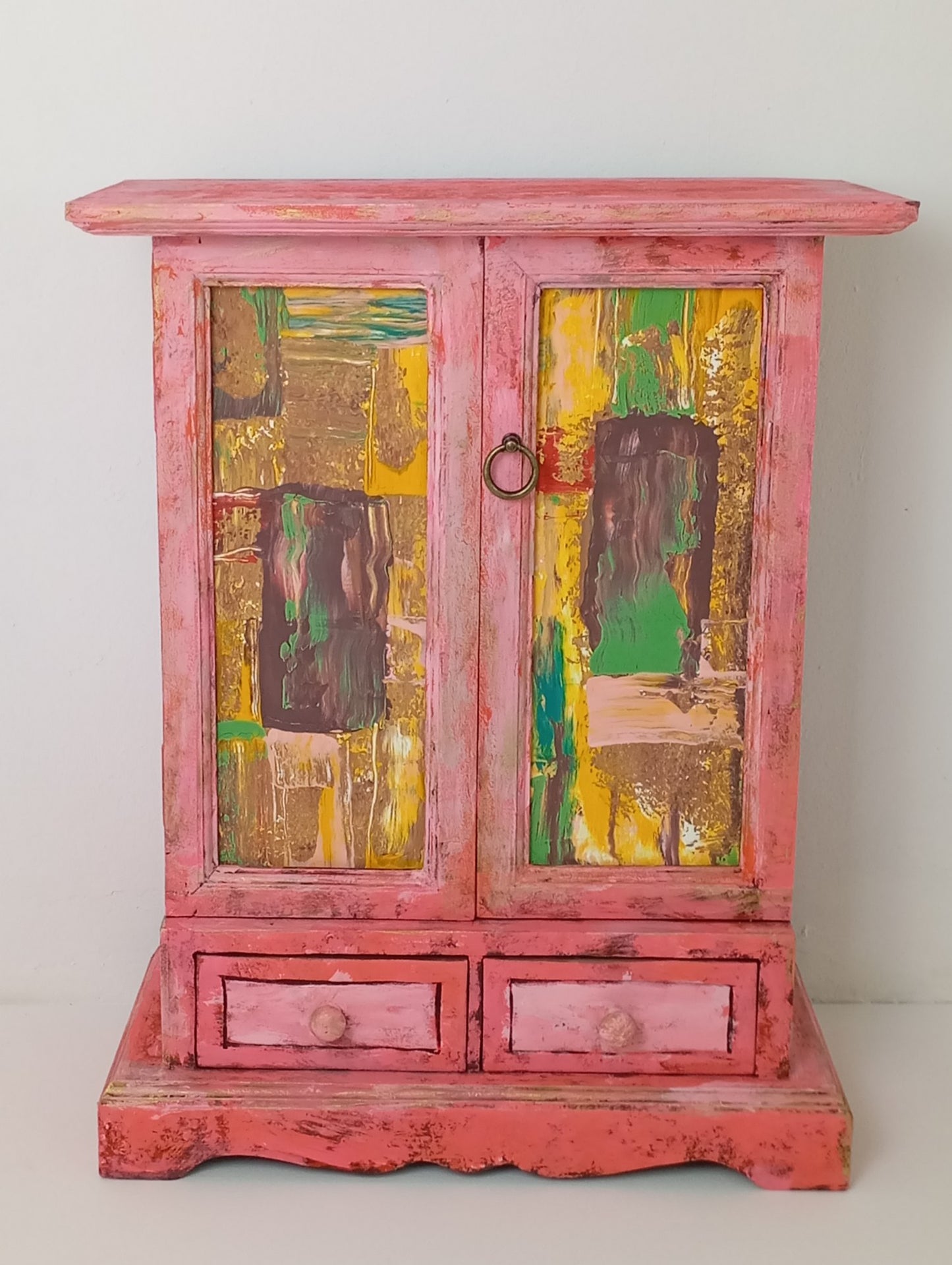 Wooden Drawer Cabinet "Another Space" Art Cabinet, Vintage Style Cabinet ตู้ ลิ้นชัก ไม้ "พื้นที่อื่น" ตู้ศิลปะ สไตล์วินเทจ ตู้