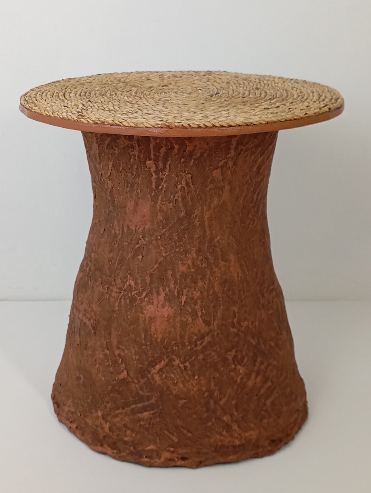 Coffee Table Rattan and Bamboo Side Table with Wood Chip Base โต๊ะกาแฟหวายและไม้ไผ่พร้อมฐานทำจากเศษไม้