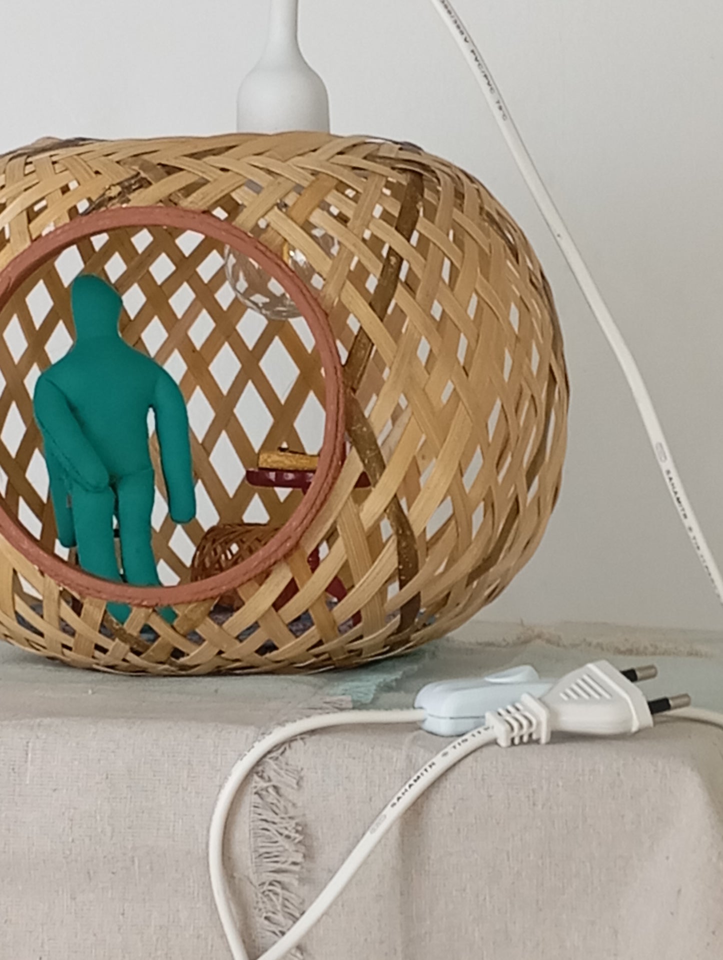 Lamp “Angel, the Sphere and His Golden-Turquoise Notebook” โคมไฟ “เทวทูต ลูกกลม และสมุดสีทอง-ฟ้าเทอร์ควอยซ์”