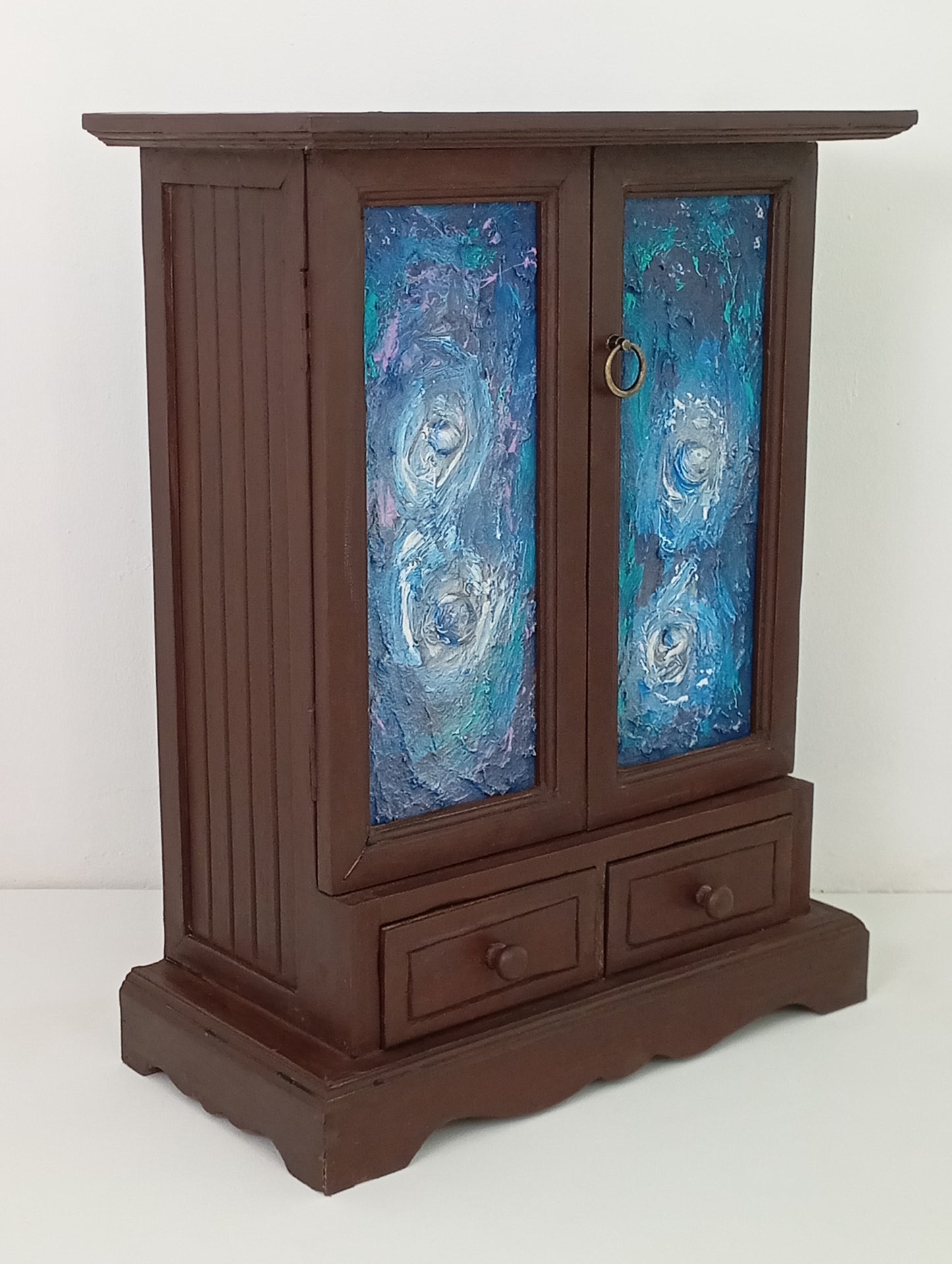 Wooden Drawer Cabinet "Two Stars" Art Wooden Cabinet ตู้ ลิ้นชัก ไม้ ตู้ศิลปะ "สองดาว"