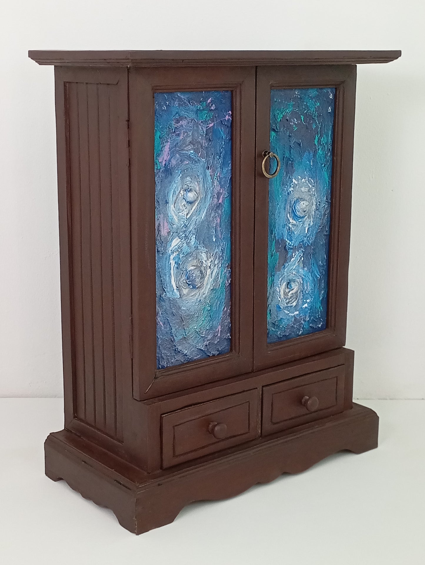 Wooden Drawer Cabinet "Two Stars" Art Wooden Cabinet ตู้ ลิ้นชัก ไม้ ตู้ศิลปะ "สองดาว"