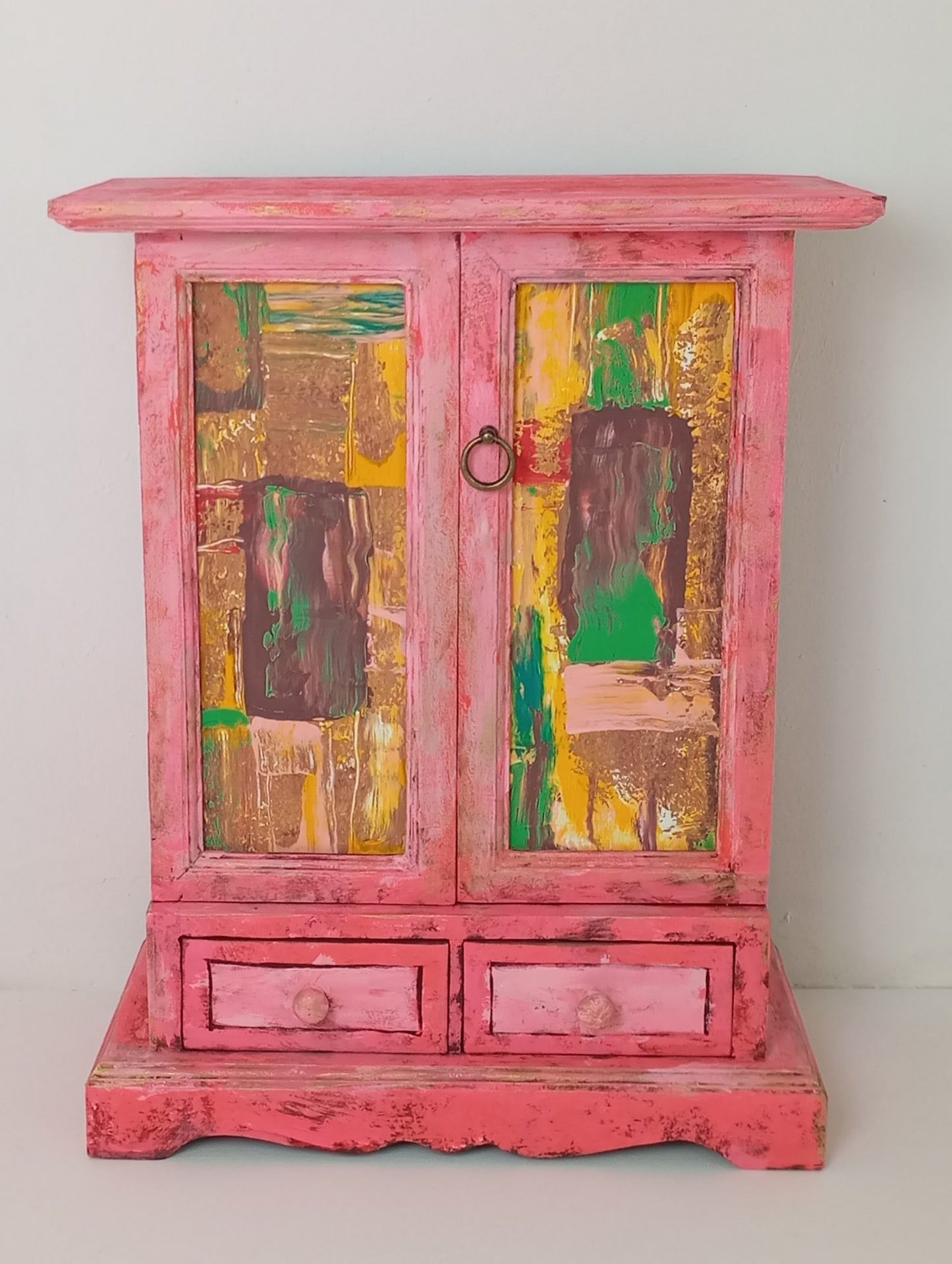 Wooden Drawer Cabinet "Another Space" Art Cabinet, Vintage Style Cabinet ตู้ ลิ้นชัก ไม้ "พื้นที่อื่น" ตู้ศิลปะ สไตล์วินเทจ ตู้