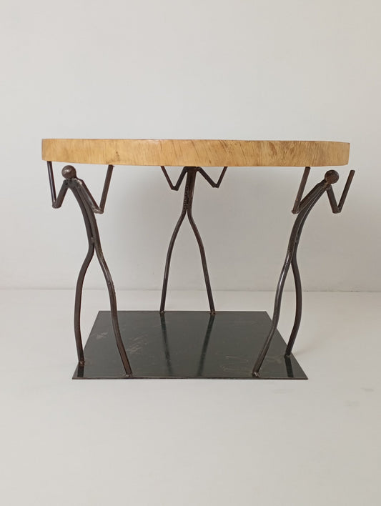 Coffee Table Art Wooden Metal Coffee Table "3 People" โต๊ะกาแฟศิลปะโต๊ะโลหะไม้ "3 คน"