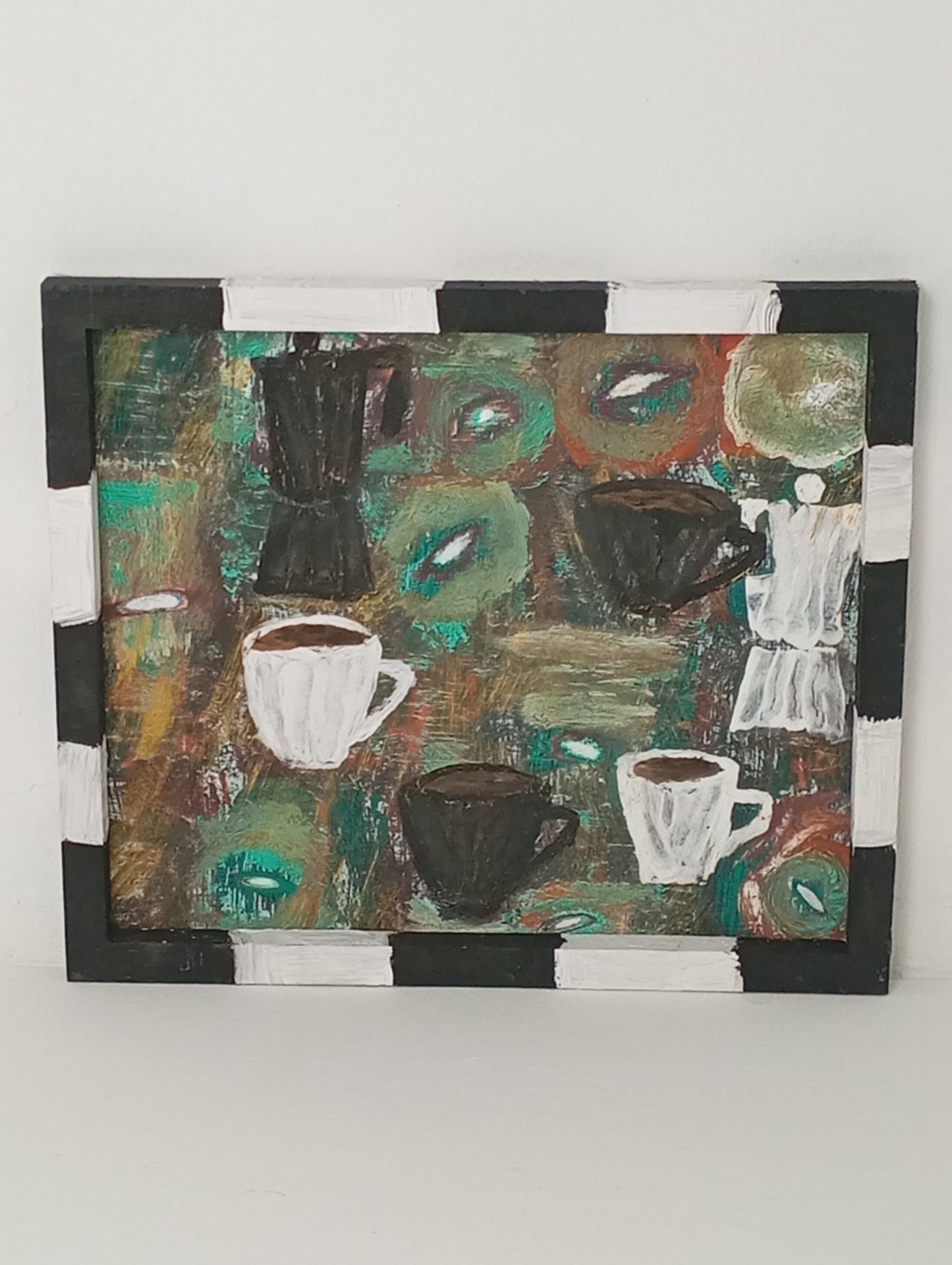 Panel Art Panel Painting "Coffee Match" จิตรกรรม แผงเพ้นท์ด้วยมือ "กระดานกาแฟ"