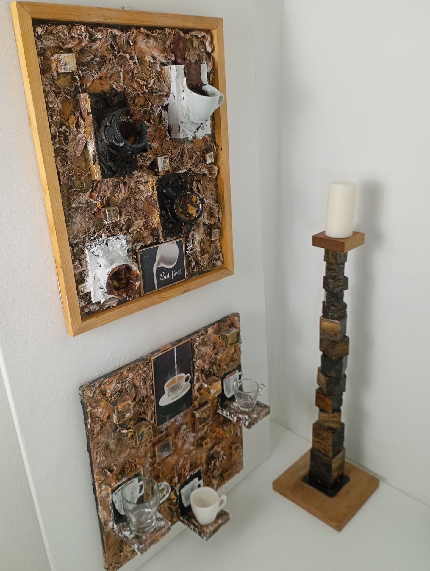 Set of Furniture Shelf and Picture "Coffee Break" ชุดศิลปะ ชั้นวางและรูปภาพ "ช่วงพักดื่มกาแฟ"