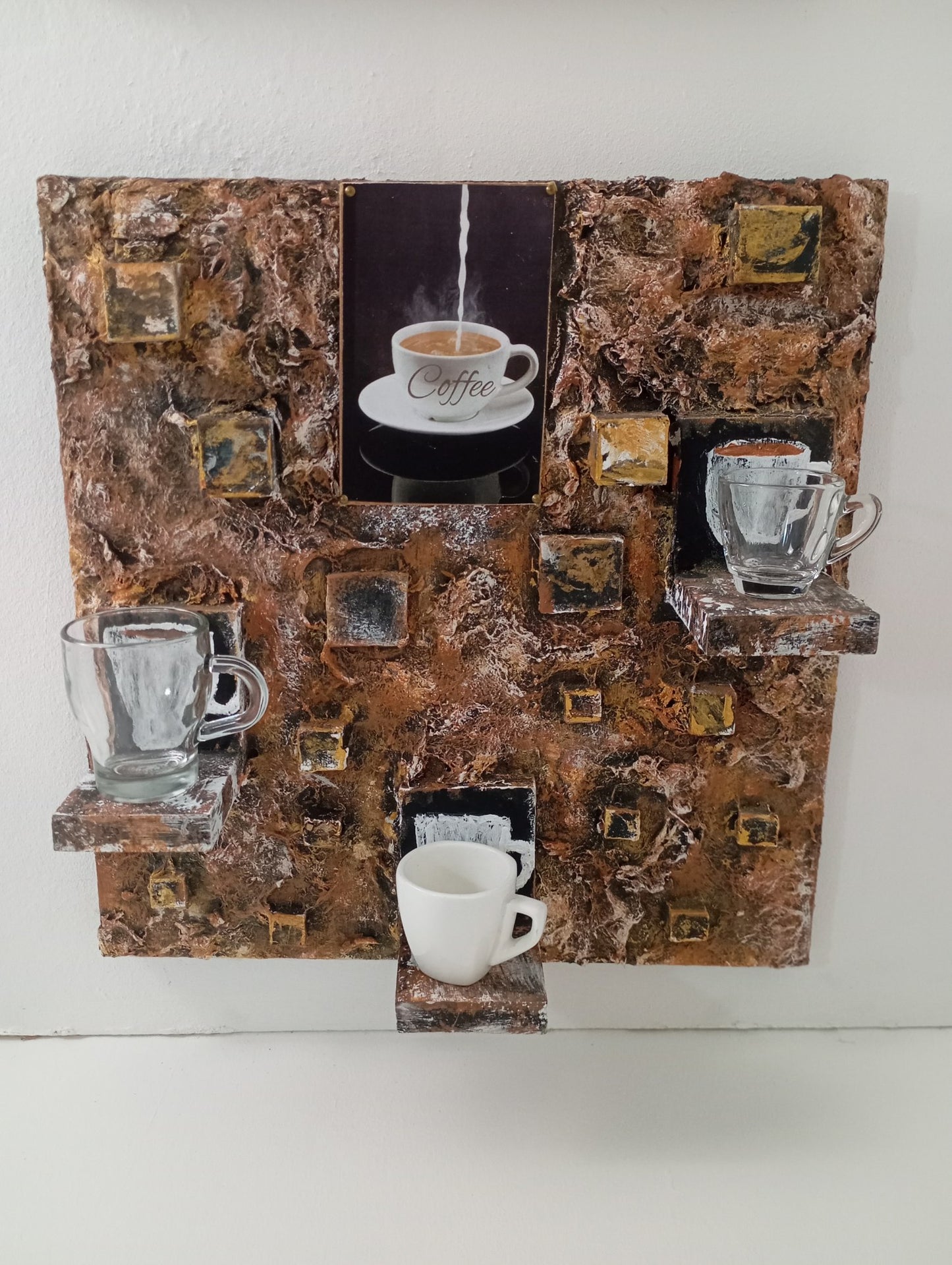 Set of Furniture Shelf and Picture "Coffee Break" ชุดศิลปะ ชั้นวางและรูปภาพ "ช่วงพักดื่มกาแฟ"