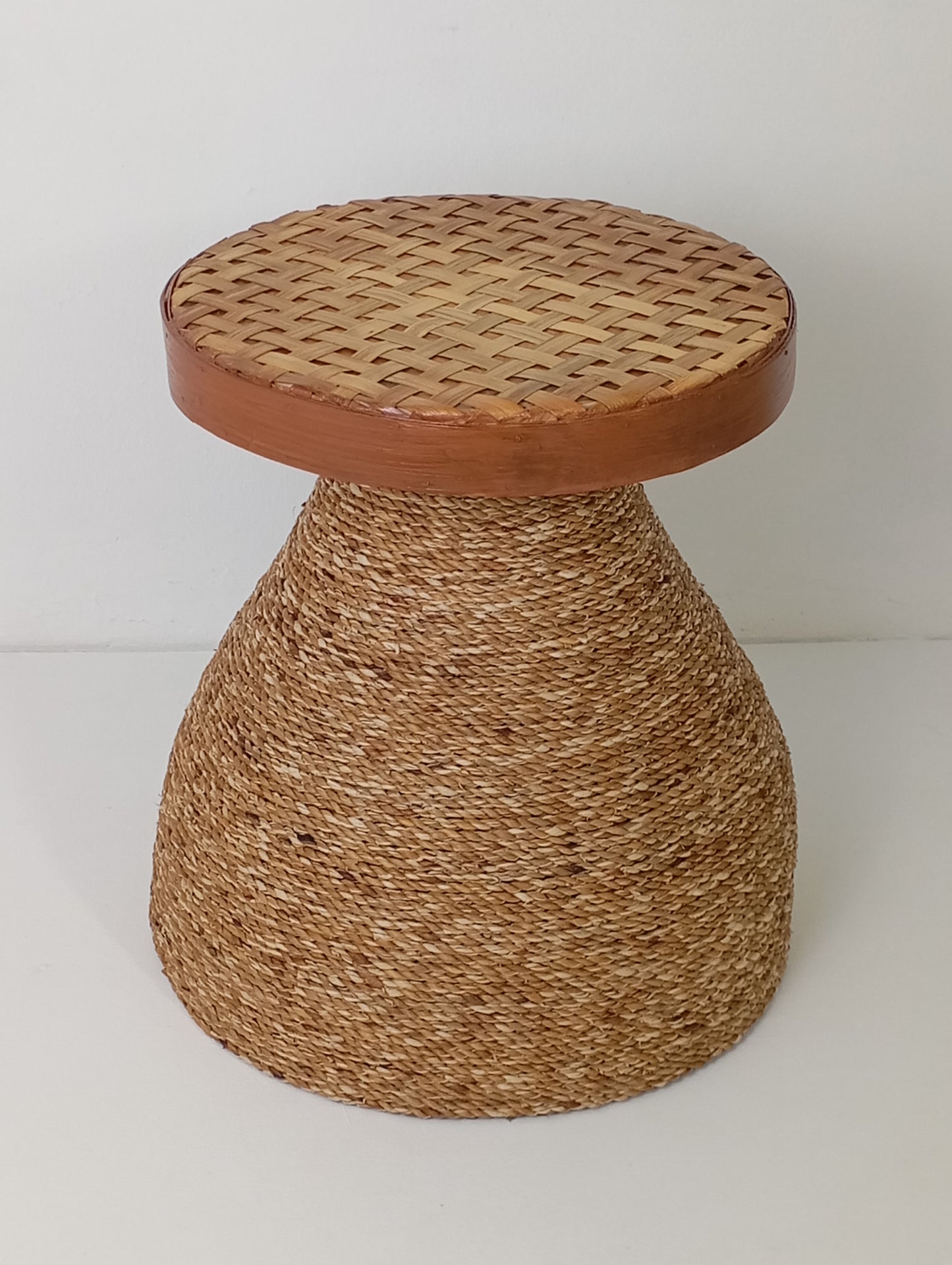 Coffee Table Rattan and Bamboo Side Table with Woven Top