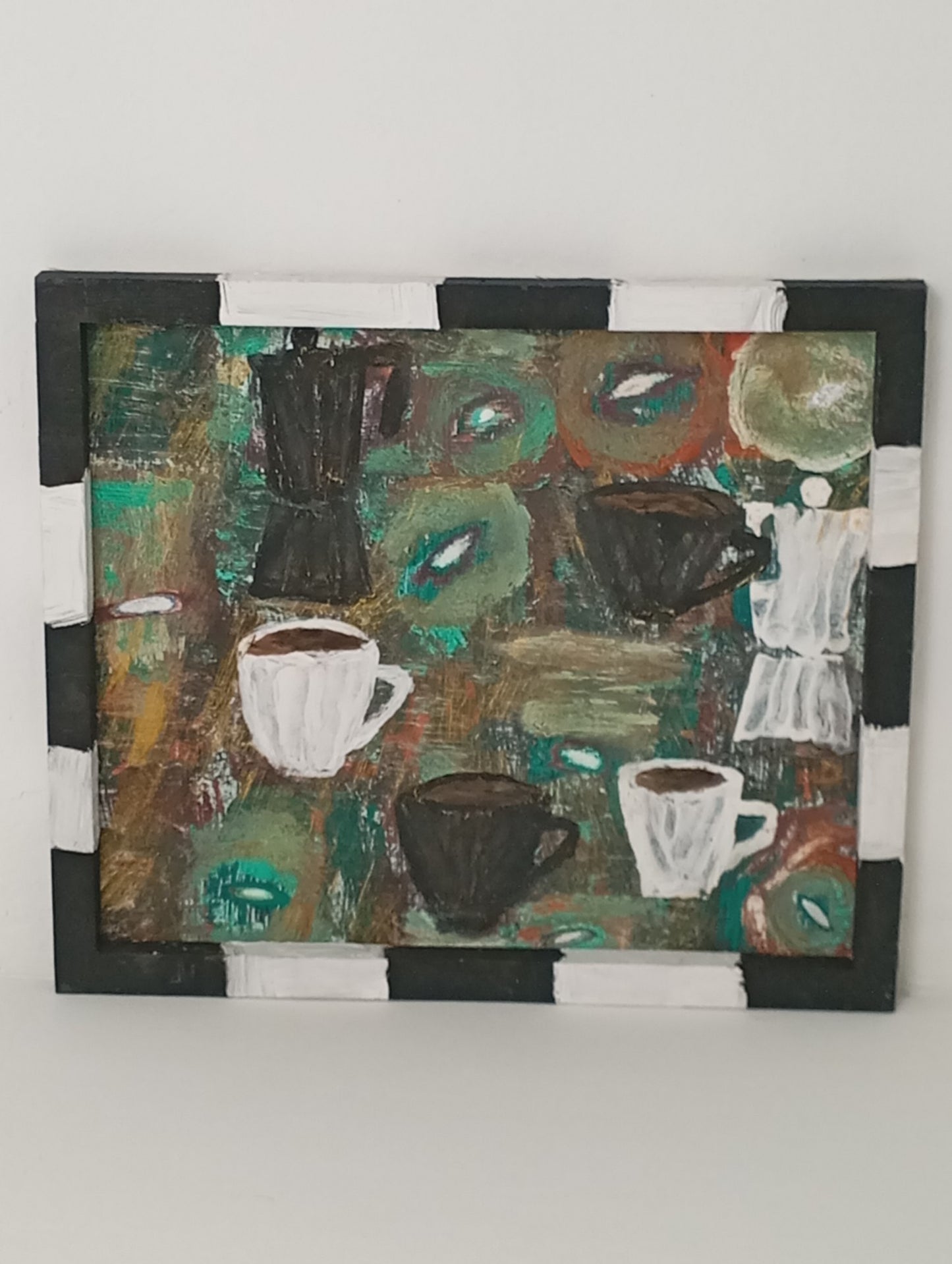 Panel Art Panel Painting "Coffee Match" จิตรกรรม แผงเพ้นท์ด้วยมือ "กระดานกาแฟ"