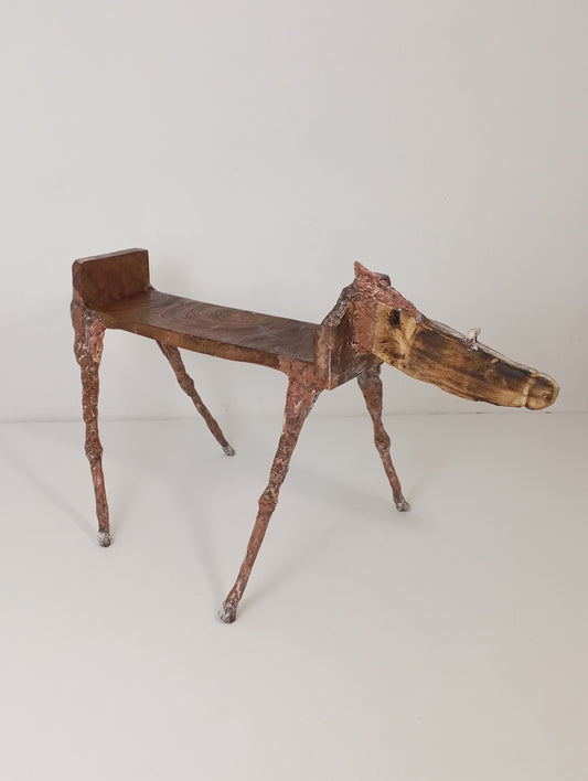 Coffee Table Handcrafted Horse-Shaped Art Table Made of Wood and Metal โต๊ะศิลปะทรงม้ามือทำจากไม้และโลหะ