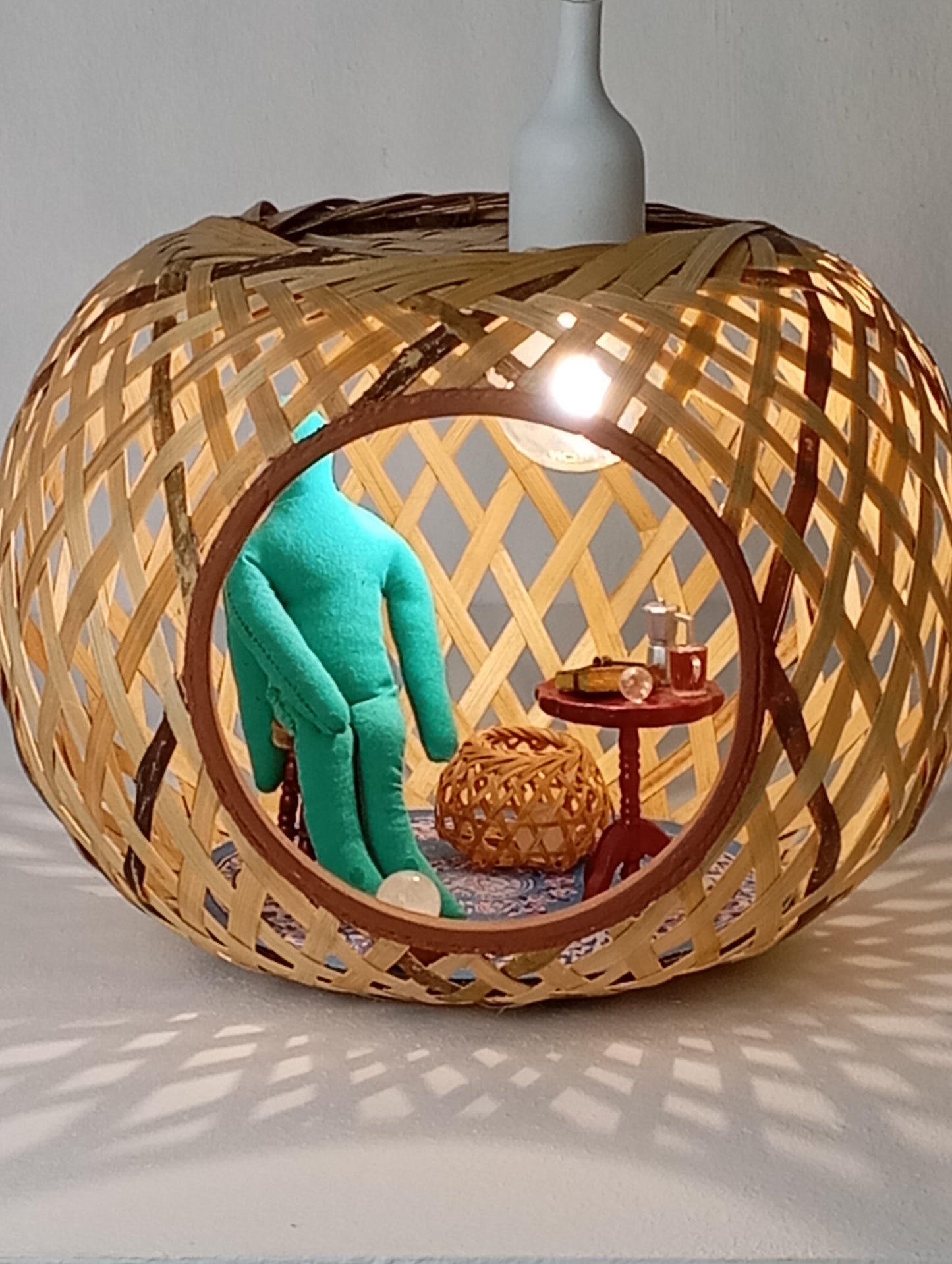 Lamp “Angel, the Sphere and His Golden-Turquoise Notebook” โคมไฟ “เทวทูต ลูกกลม และสมุดสีทอง-ฟ้าเทอร์ควอยซ์”