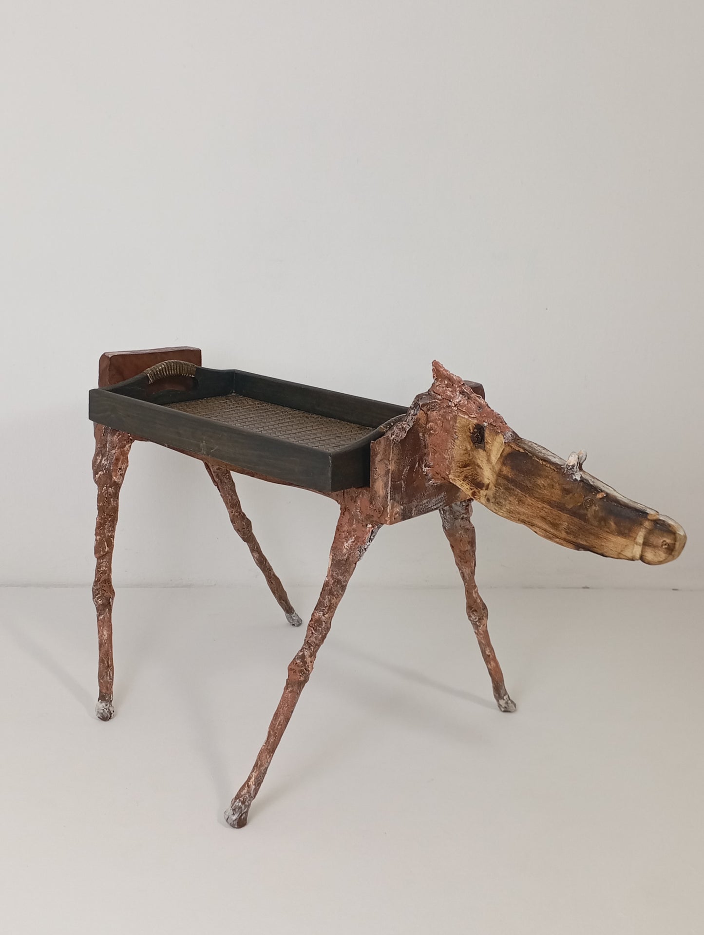 Coffee Table Handcrafted Horse-Shaped Art Table Made of Wood and Metal โต๊ะศิลปะทรงม้ามือทำจากไม้และโลหะ