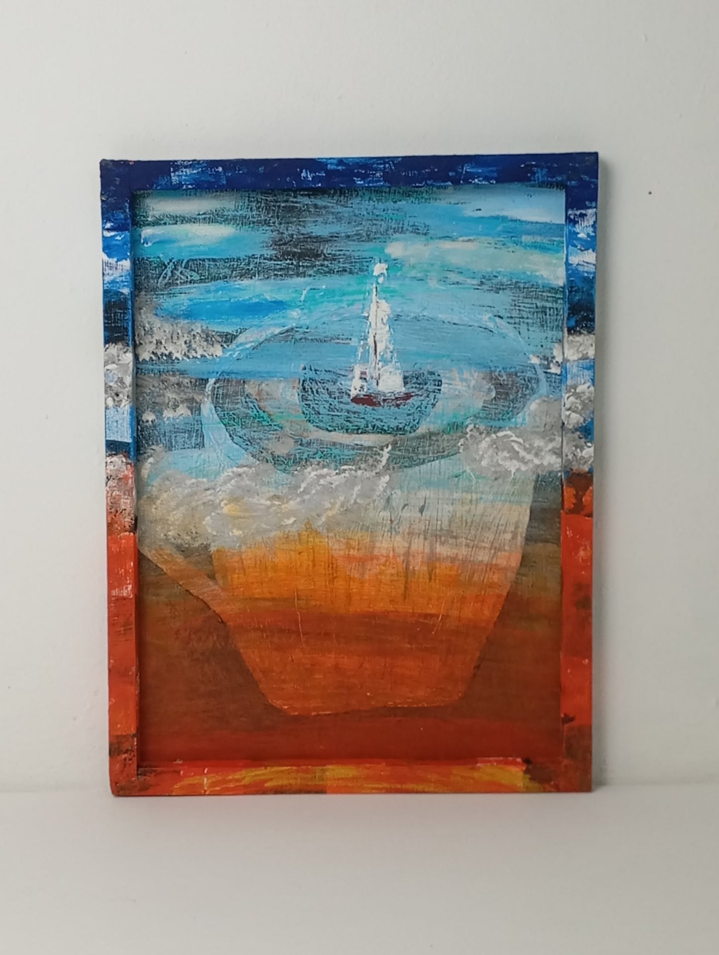 Painting Art Panel "A Journey Begins with a Cup of Coffee" จิตรกรรม แผงศิลปะ "การเดินทางเริ่มต้นจากถ้วยกาแฟ"