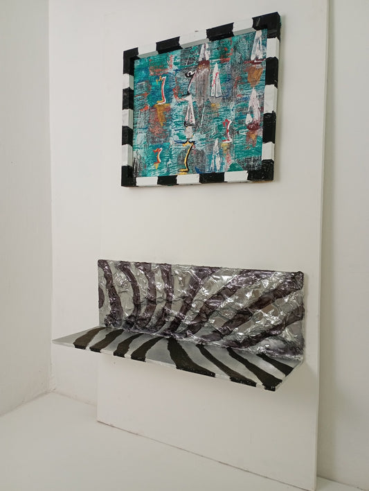 Shelf and Picture Art Set Shelf and Picture "Zebra" ชุดศิลปะ  ชั้นวางและรูปภาพ "ม้าลาย"