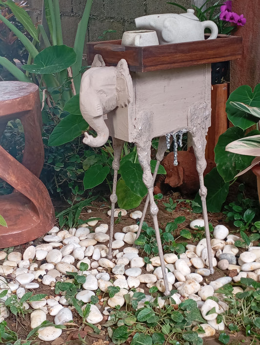 Coffee Table Author’s Side Table “Dali Elephant” with Tray-Shaped Top โต๊ะกาแฟงานศิลป์ “ช้างดาลี” พร้อมท็อปถาด