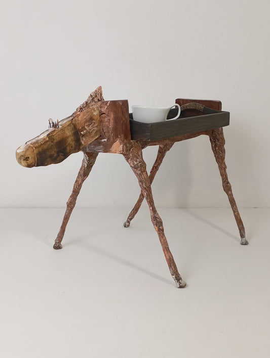 Coffee Table Handcrafted Horse-Shaped Art Table Made of Wood and Metal โต๊ะศิลปะทรงม้ามือทำจากไม้และโลหะ