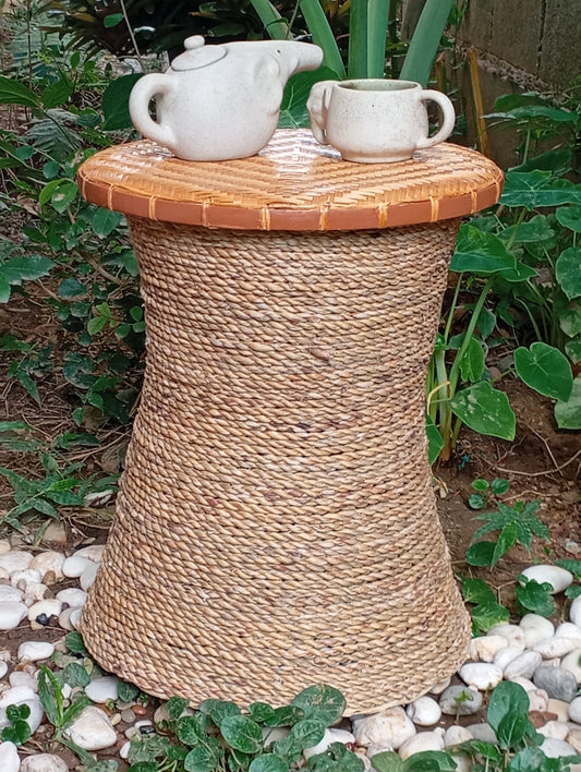 Coffee Table Rattan Side Table with Woven Bamboo Top โต๊ะกาแฟหวายและไม้ไผ่พร้อมพื้นโต๊ะสาน