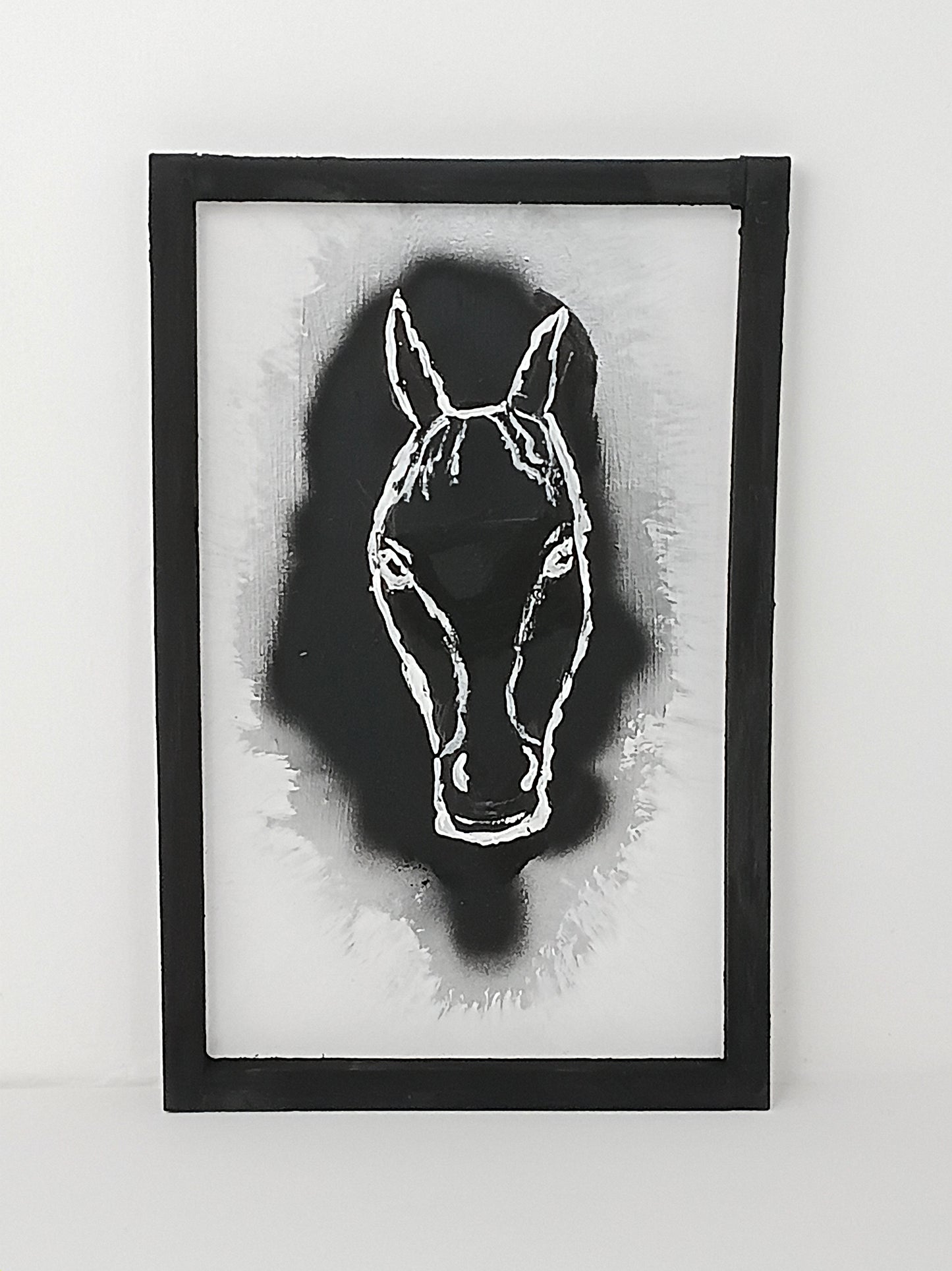 Painting Art panel "Abstract Horse Silhouette" จิตรกรรม แผงศิลปะ "ภาพเงาม้าสไตล์นามธรรม"