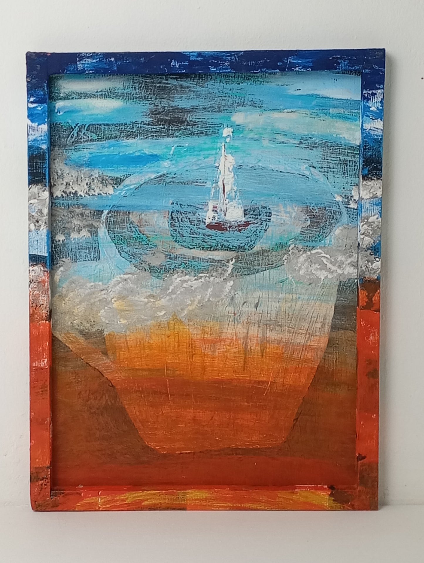 Painting Art Panel "A Journey Begins with a Cup of Coffee" จิตรกรรม แผงศิลปะ "การเดินทางเริ่มต้นจากถ้วยกาแฟ"