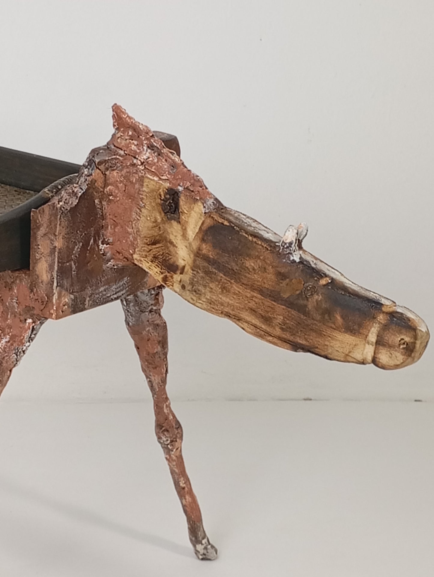 Coffee Table Handcrafted Horse-Shaped Art Table Made of Wood and Metal โต๊ะศิลปะทรงม้ามือทำจากไม้และโลหะ