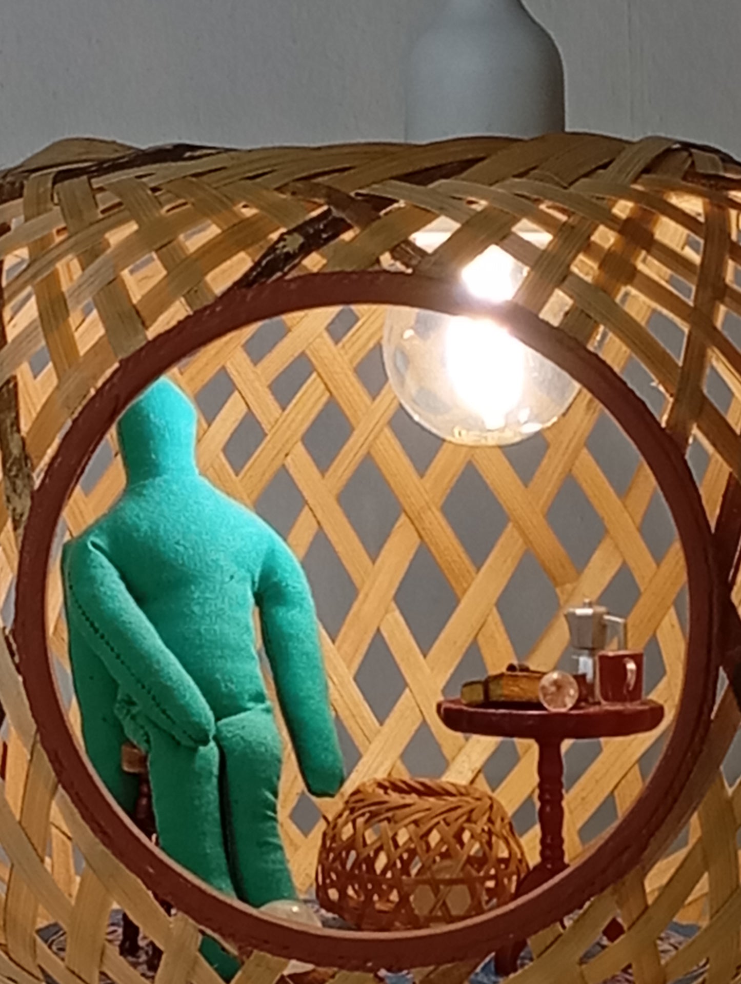 Lamp “Angel, the Sphere and His Golden-Turquoise Notebook” โคมไฟ “เทวทูต ลูกกลม และสมุดสีทอง-ฟ้าเทอร์ควอยซ์”