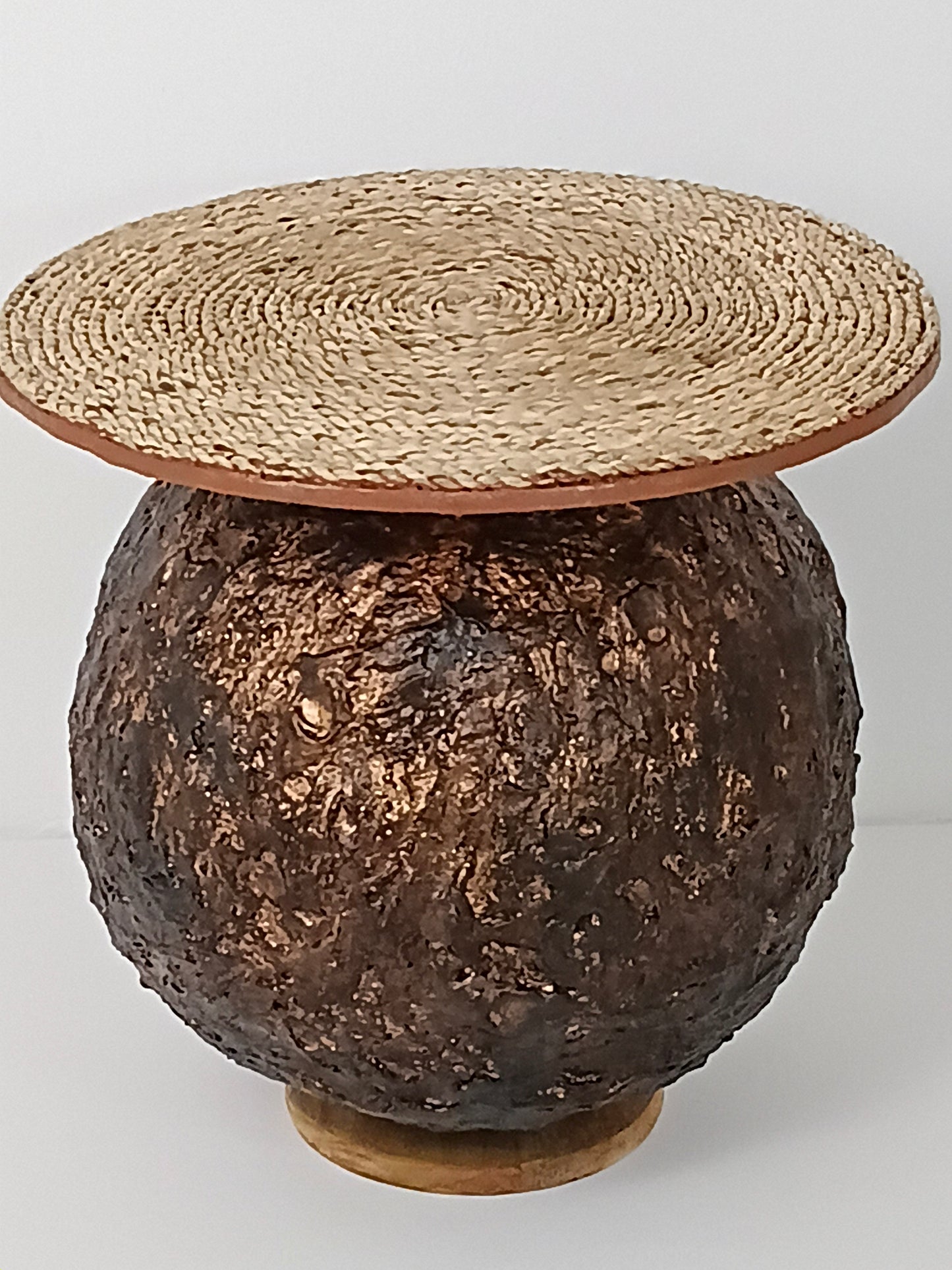 Coffee Table Art Designer Side Table "Copper Sphere" โต๊ะกาแฟศิลปะ "ทรงกลมทองแดง"