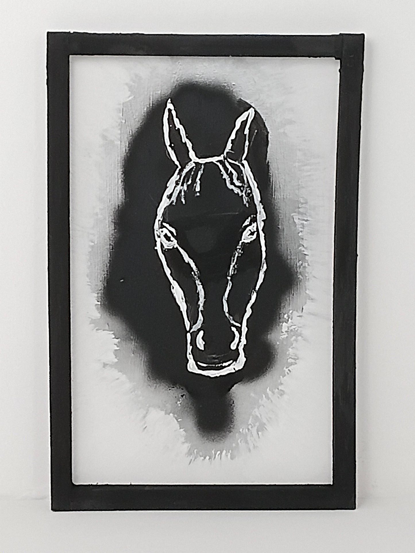 Painting Art panel "Abstract Horse Silhouette" จิตรกรรม แผงศิลปะ "ภาพเงาม้าสไตล์นามธรรม"