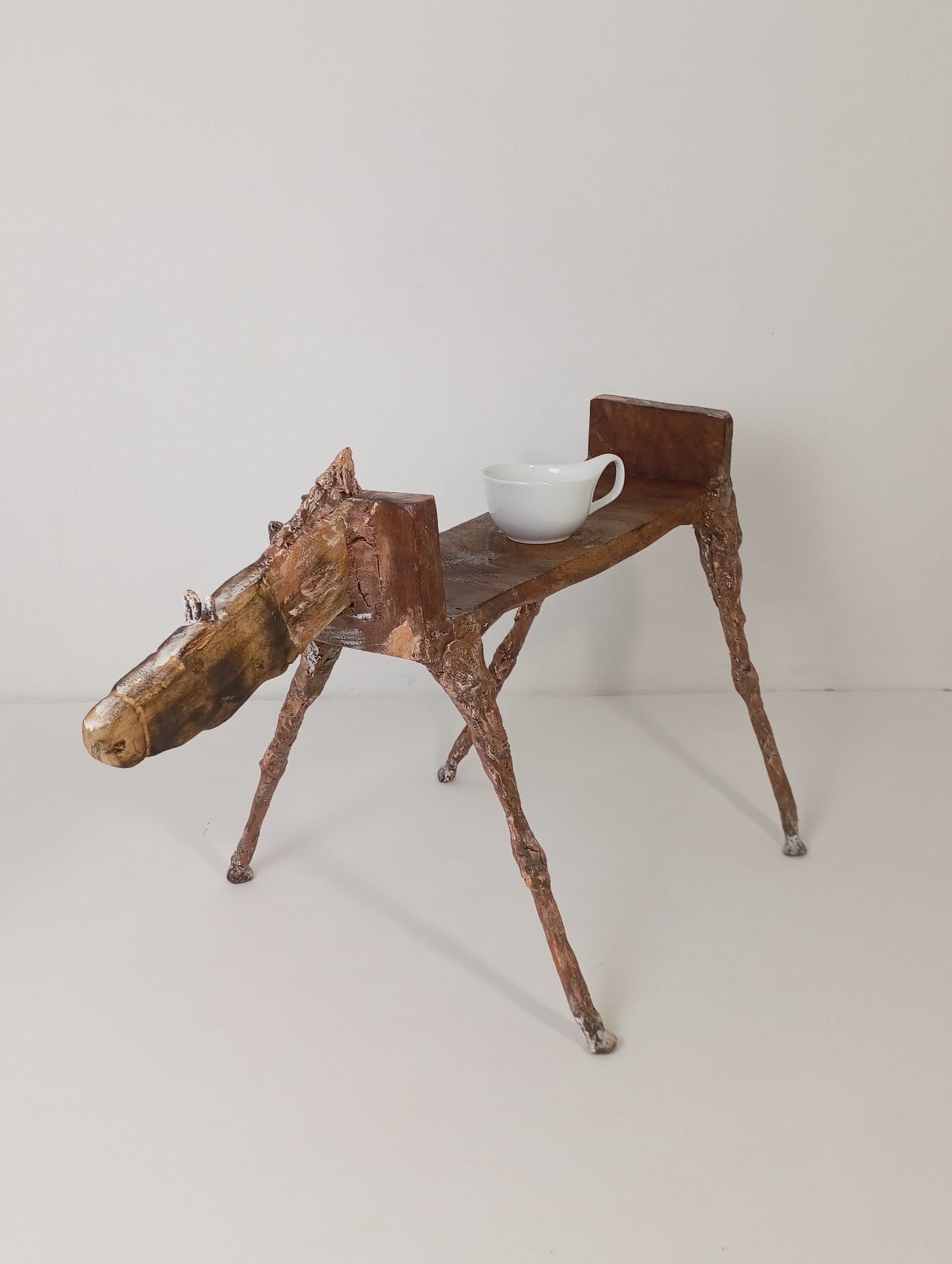 Coffee Table Handcrafted Horse-Shaped Art Table Made of Wood and Metal โต๊ะศิลปะทรงม้ามือทำจากไม้และโลหะ