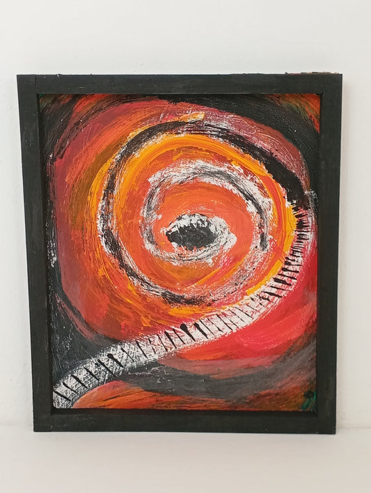 Painting Art Panel Picture "Spiral Staircase" จิตรกรรม แผงเพ้นท์ด้วยมือ "บันไดเวียน"