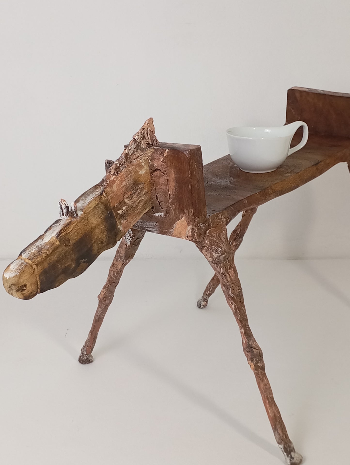 Coffee Table Handcrafted Horse-Shaped Art Table Made of Wood and Metal โต๊ะศิลปะทรงม้ามือทำจากไม้และโลหะ