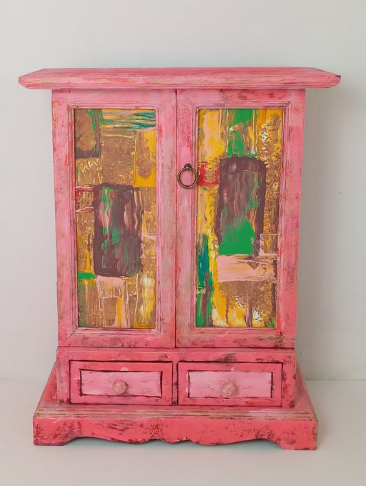 Wooden Drawer Cabinet "Another Space" Art Cabinet, Vintage Style Cabinet ตู้ ลิ้นชัก ไม้ "พื้นที่อื่น" ตู้ศิลปะ สไตล์วินเทจ ตู้