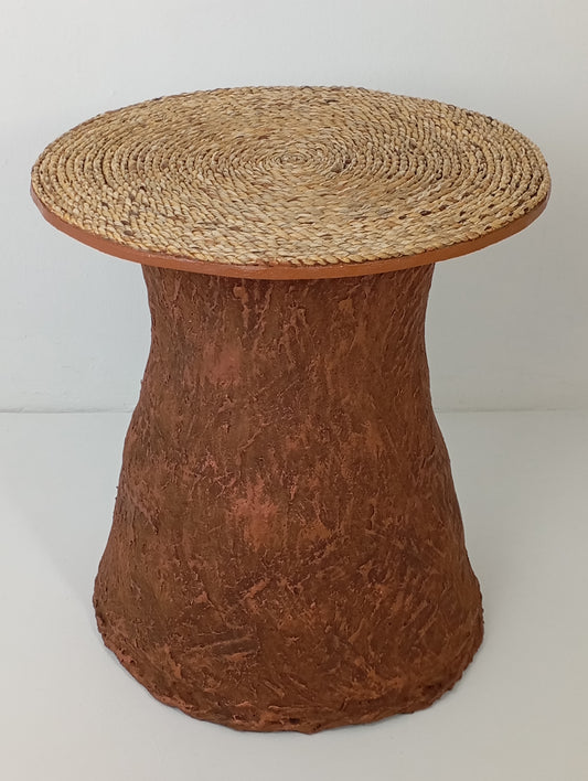 Coffee Table Rattan and Bamboo Side Table with Wood Chip Base โต๊ะกาแฟหวายและไม้ไผ่พร้อมฐานทำจากเศษไม้