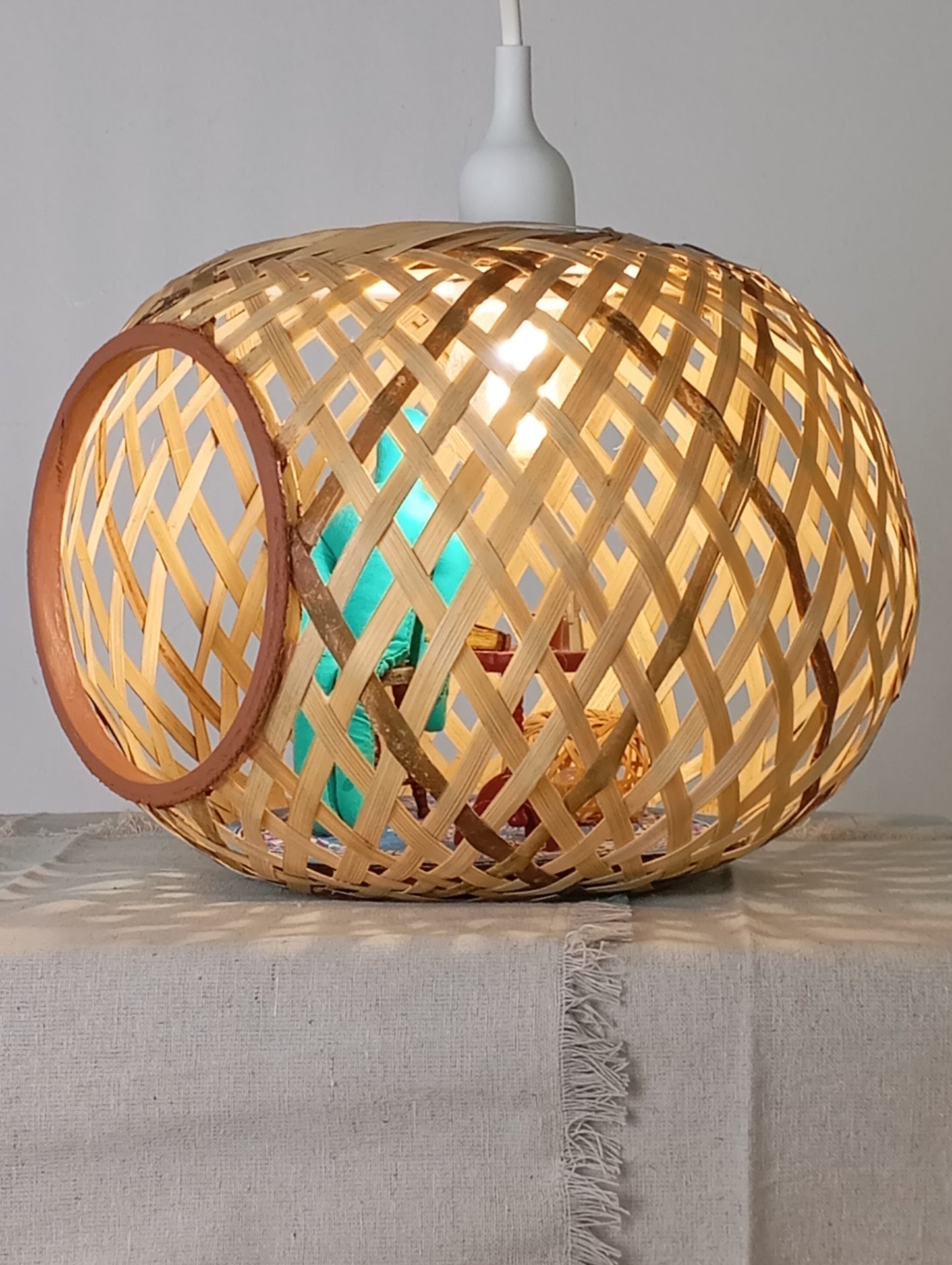 Lamp “Angel, the Sphere and His Golden-Turquoise Notebook” โคมไฟ “เทวทูต ลูกกลม และสมุดสีทอง-ฟ้าเทอร์ควอยซ์”