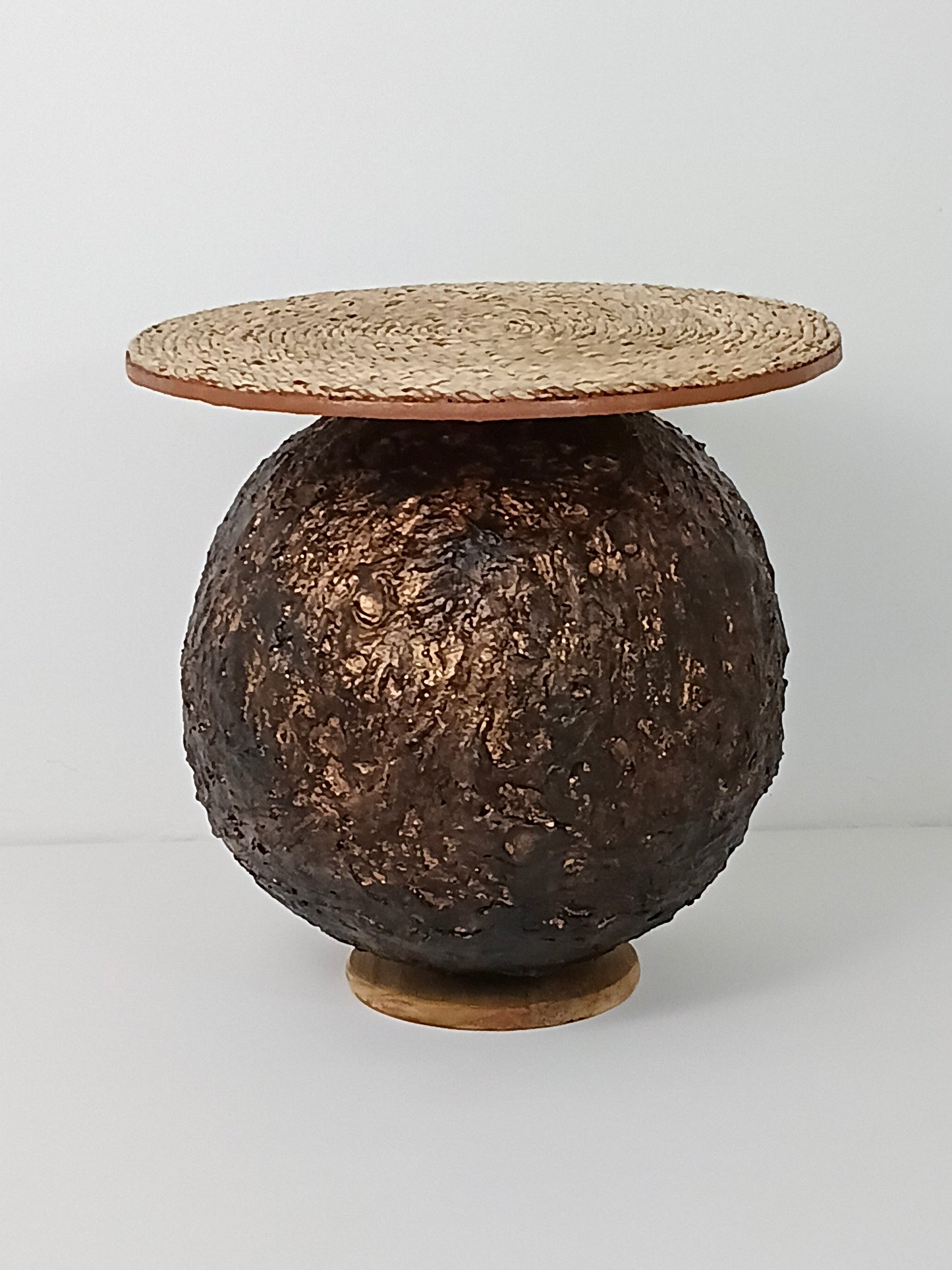 Coffee Table Art Designer Side Table "Copper Sphere" โต๊ะกาแฟศิลปะ "ทรงกลมทองแดง"