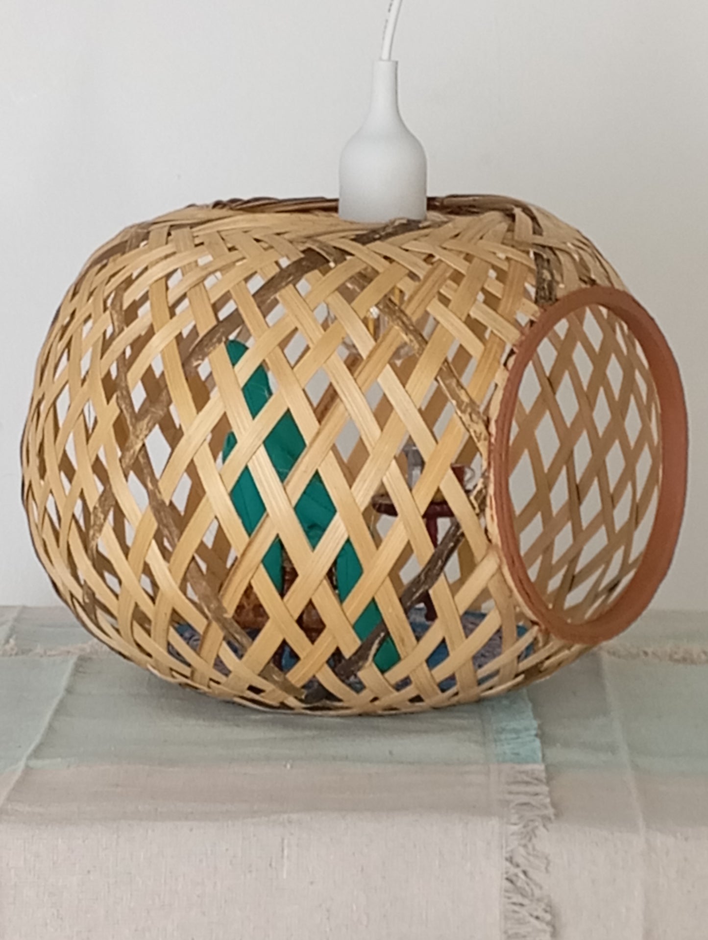 Lamp “Angel, the Sphere and His Golden-Turquoise Notebook” โคมไฟ “เทวทูต ลูกกลม และสมุดสีทอง-ฟ้าเทอร์ควอยซ์”