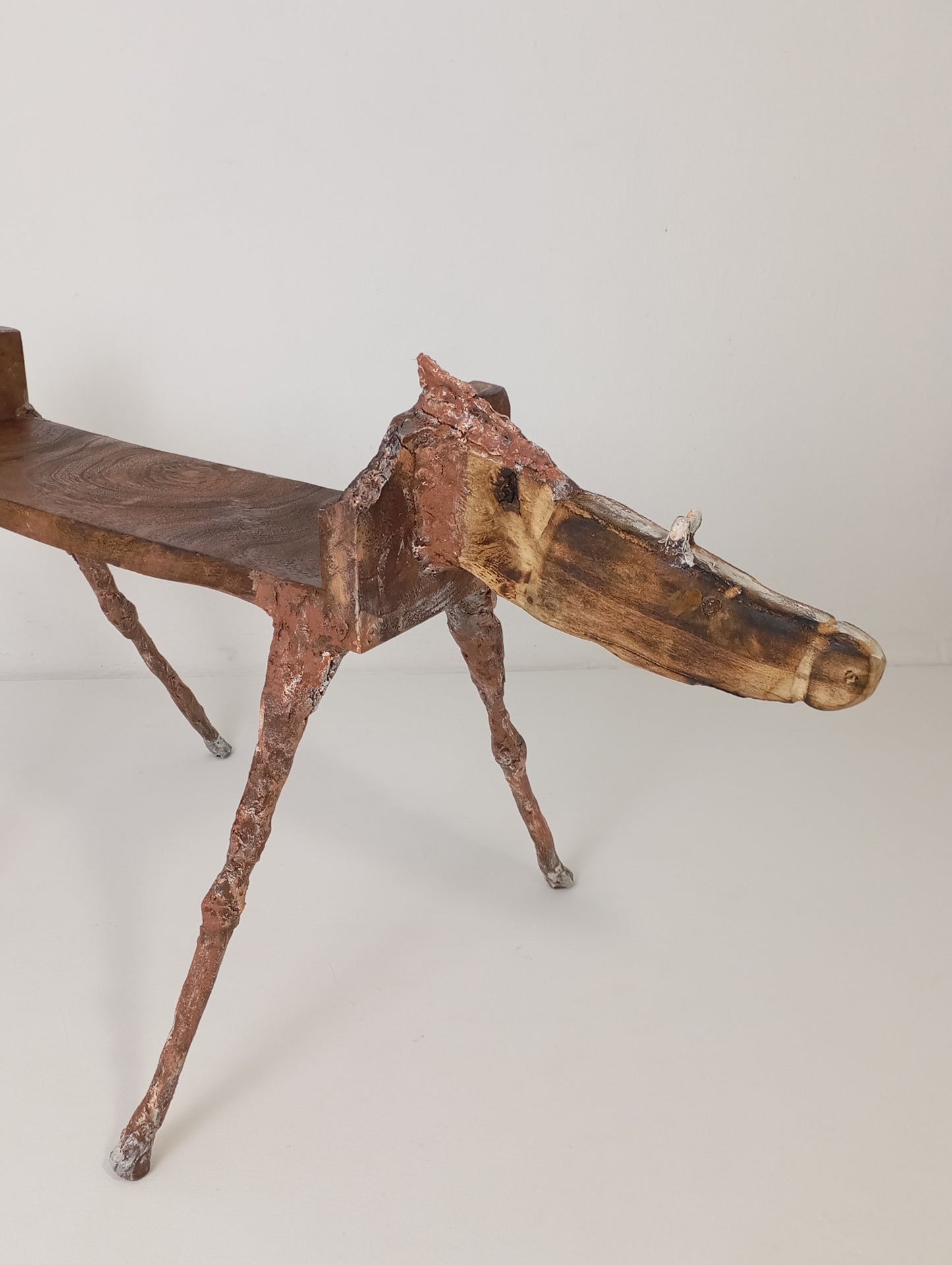 Coffee Table Handcrafted Horse-Shaped Art Table Made of Wood and Metal โต๊ะศิลปะทรงม้ามือทำจากไม้และโลหะ