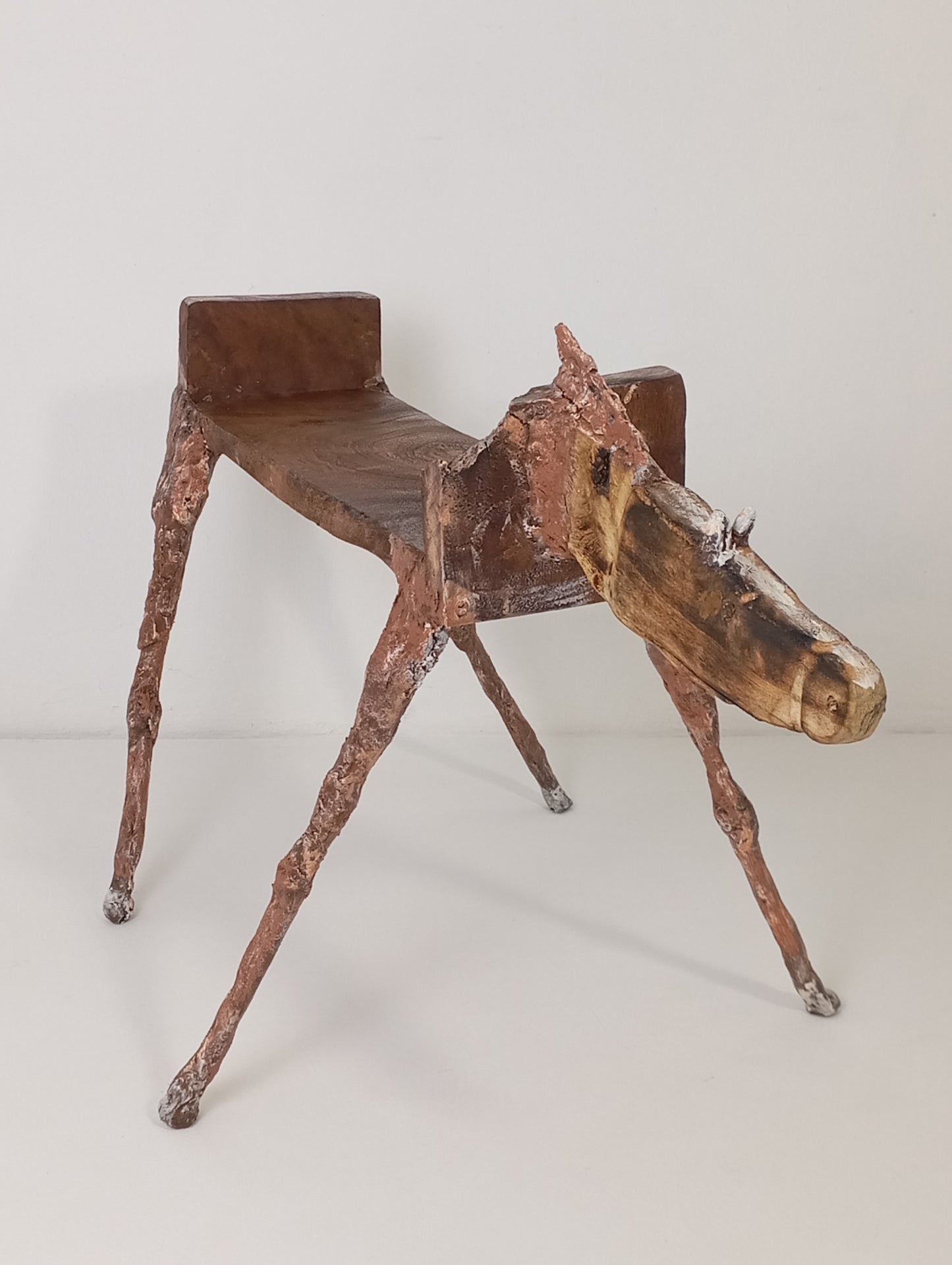 Coffee Table Handcrafted Horse-Shaped Art Table Made of Wood and Metal โต๊ะศิลปะทรงม้ามือทำจากไม้และโลหะ