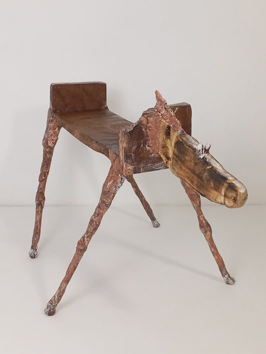 Coffee Table Handcrafted Horse-Shaped Art Table Made of Wood and Metal โต๊ะศิลปะทรงม้ามือทำจากไม้และโลหะ