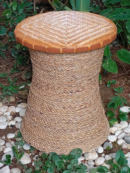 Coffee Table Rattan Side Table with Woven Bamboo Top โต๊ะกาแฟหวายและไม้ไผ่พร้อมพื้นโต๊ะสาน
