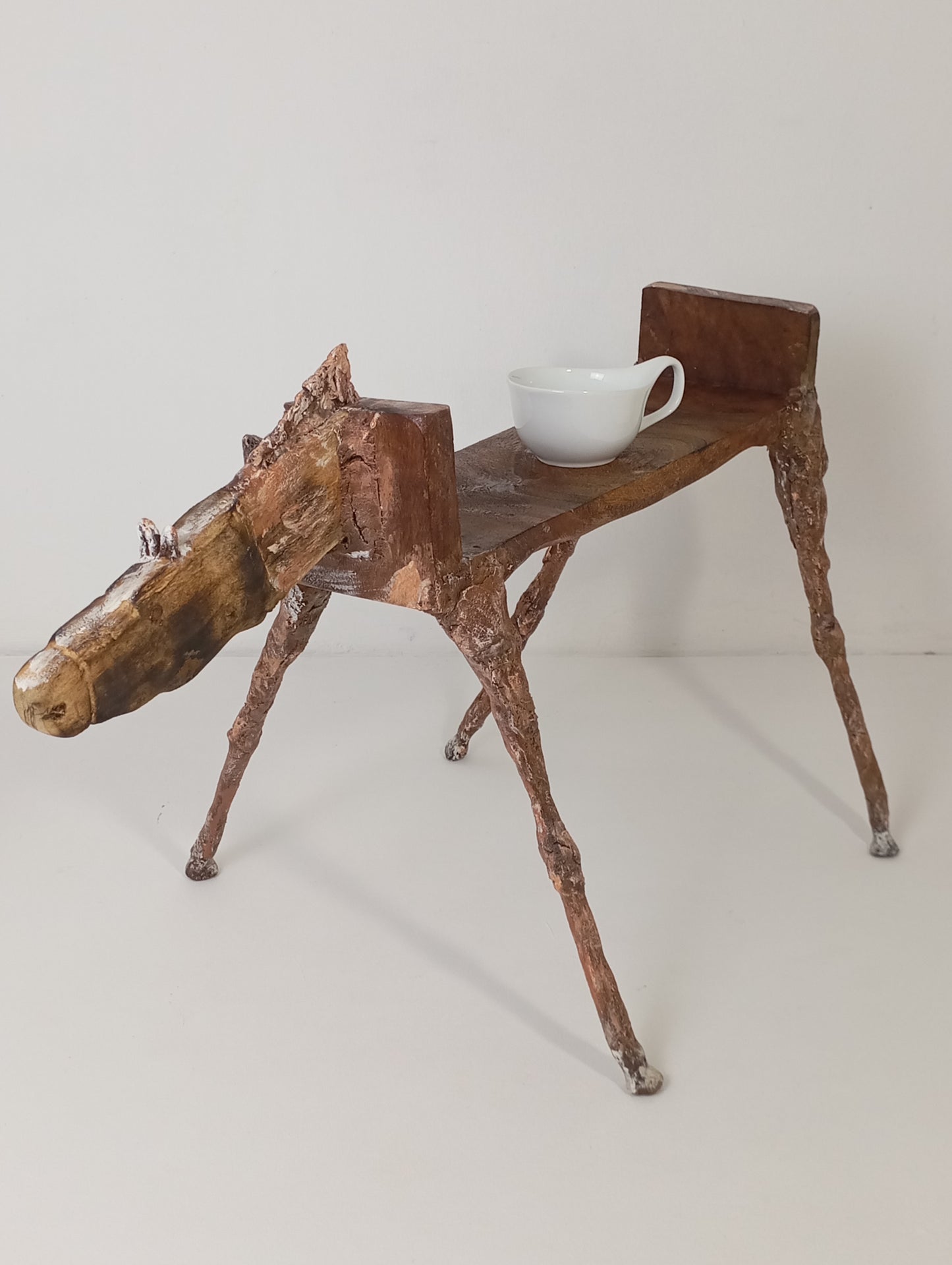 Coffee Table Handcrafted Horse-Shaped Art Table Made of Wood and Metal โต๊ะศิลปะทรงม้ามือทำจากไม้และโลหะ