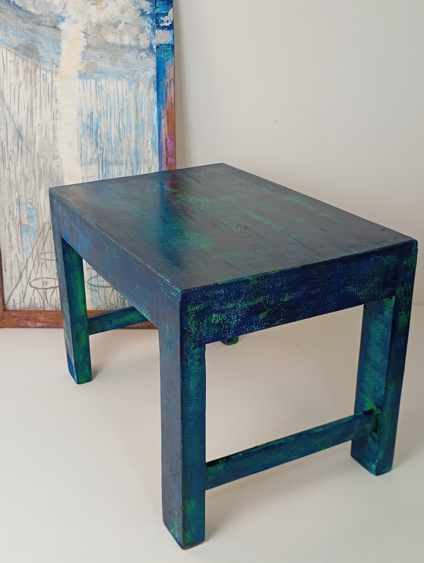 Coffee Table Wooden Low Table Vintage Style Table โต๊ะไม้ โต๊ะเตี้ย โต๊ะศิลปะ โต๊ะกาแฟ