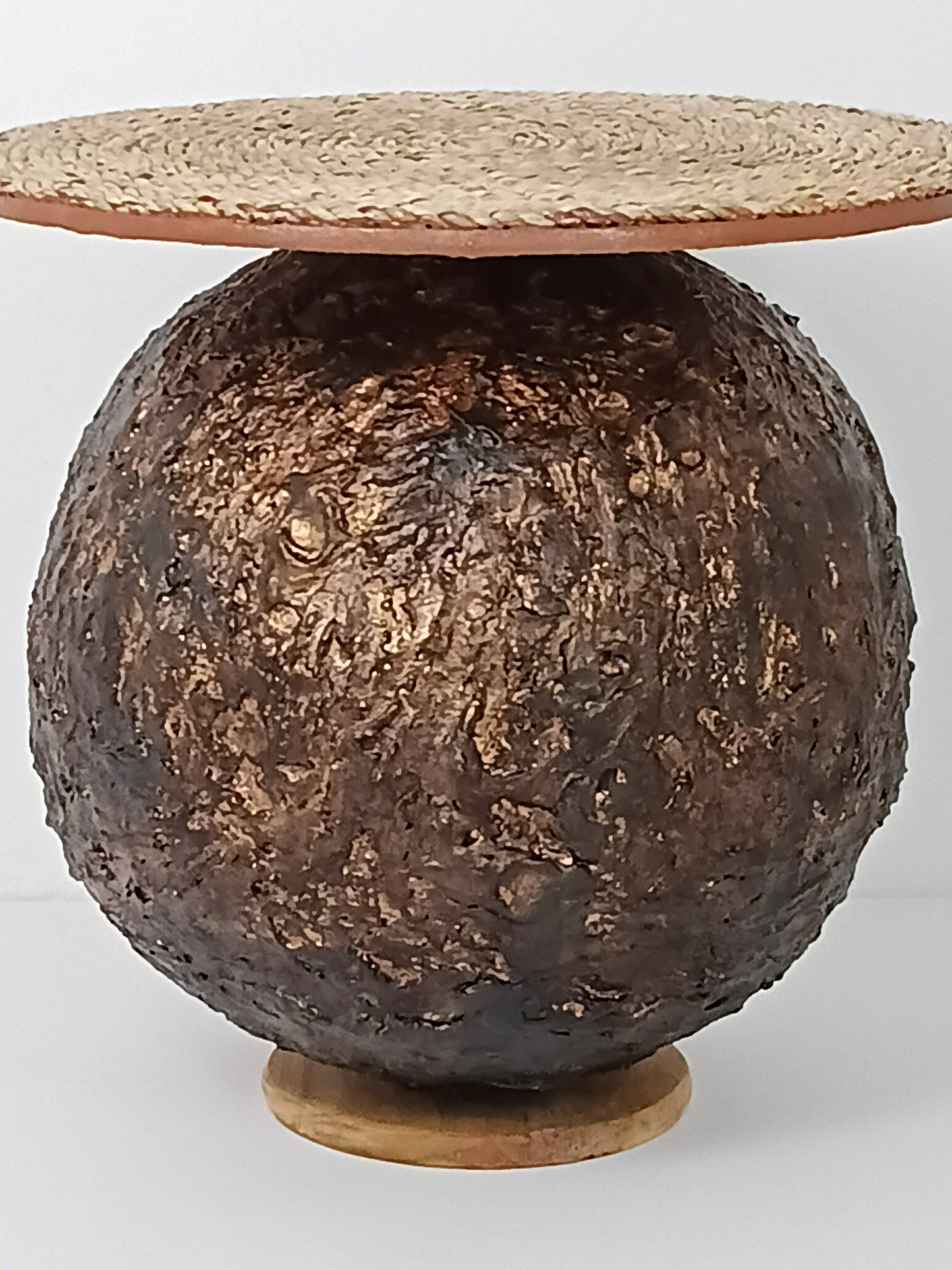 Coffee Table Art Designer Side Table "Copper Sphere" โต๊ะกาแฟศิลปะ "ทรงกลมทองแดง"