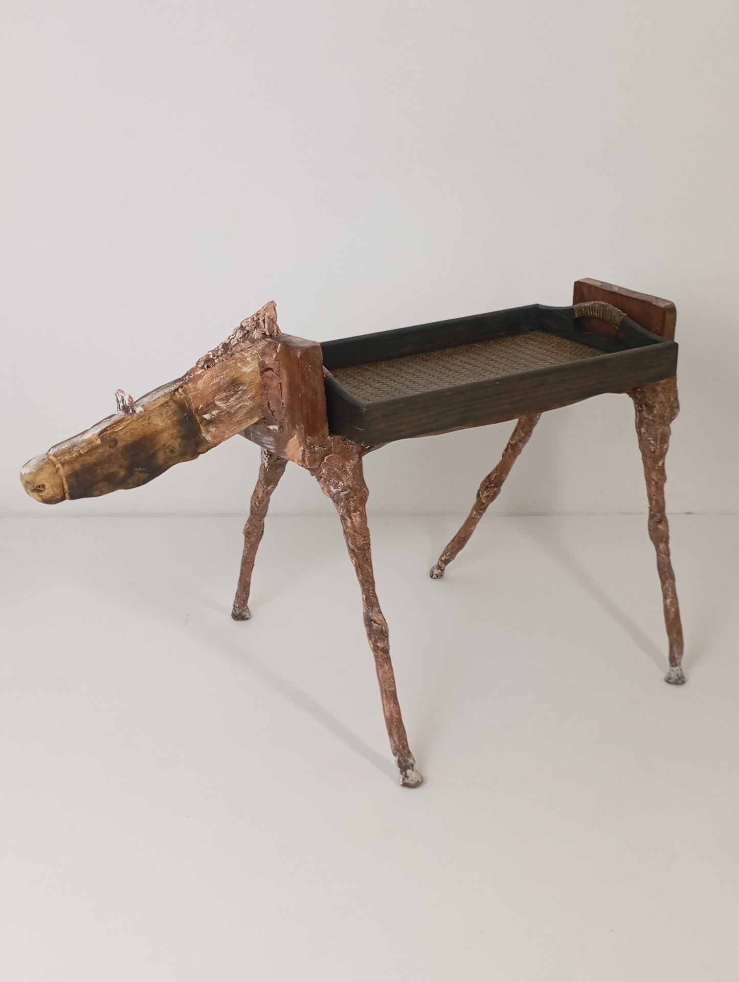 Coffee Table Handcrafted Horse-Shaped Art Table Made of Wood and Metal โต๊ะศิลปะทรงม้ามือทำจากไม้และโลหะ