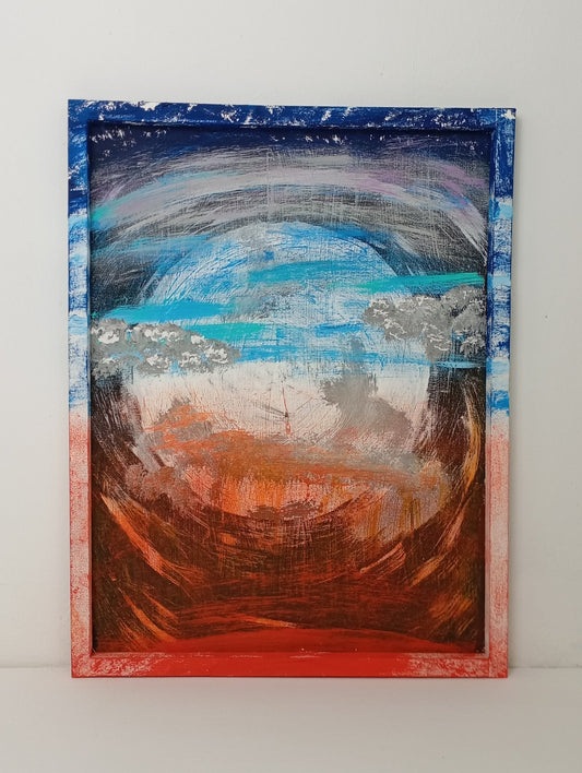 Panel Painting "Born Planet" จิตรกรรม แผงเพ้นท์ด้วยมือ "ดาวเคราะห์ที่เกิด"