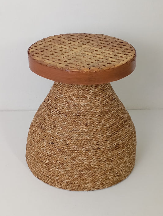 Coffee Table Rattan and Bamboo Side Table with Woven Top