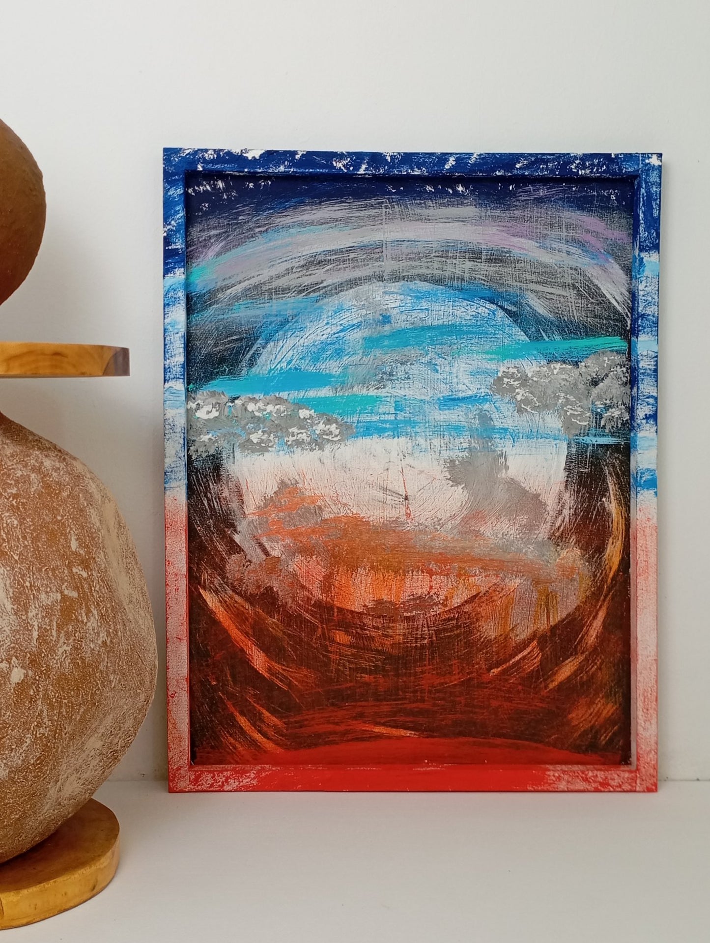 Panel Painting "Born Planet" จิตรกรรม แผงเพ้นท์ด้วยมือ "ดาวเคราะห์ที่เกิด"