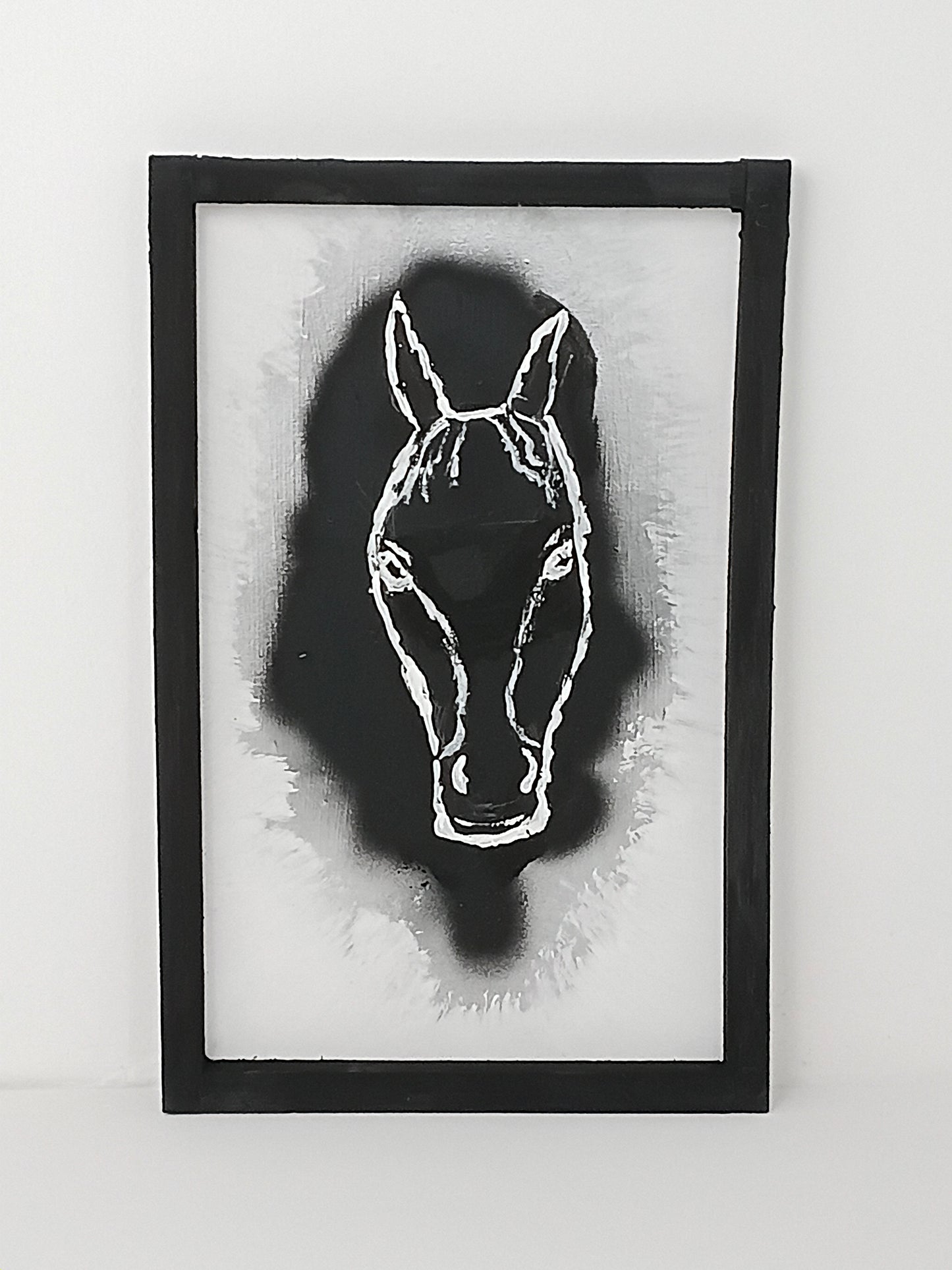 Painting Art panel "Abstract Horse Silhouette" จิตรกรรม แผงศิลปะ "ภาพเงาม้าสไตล์นามธรรม"